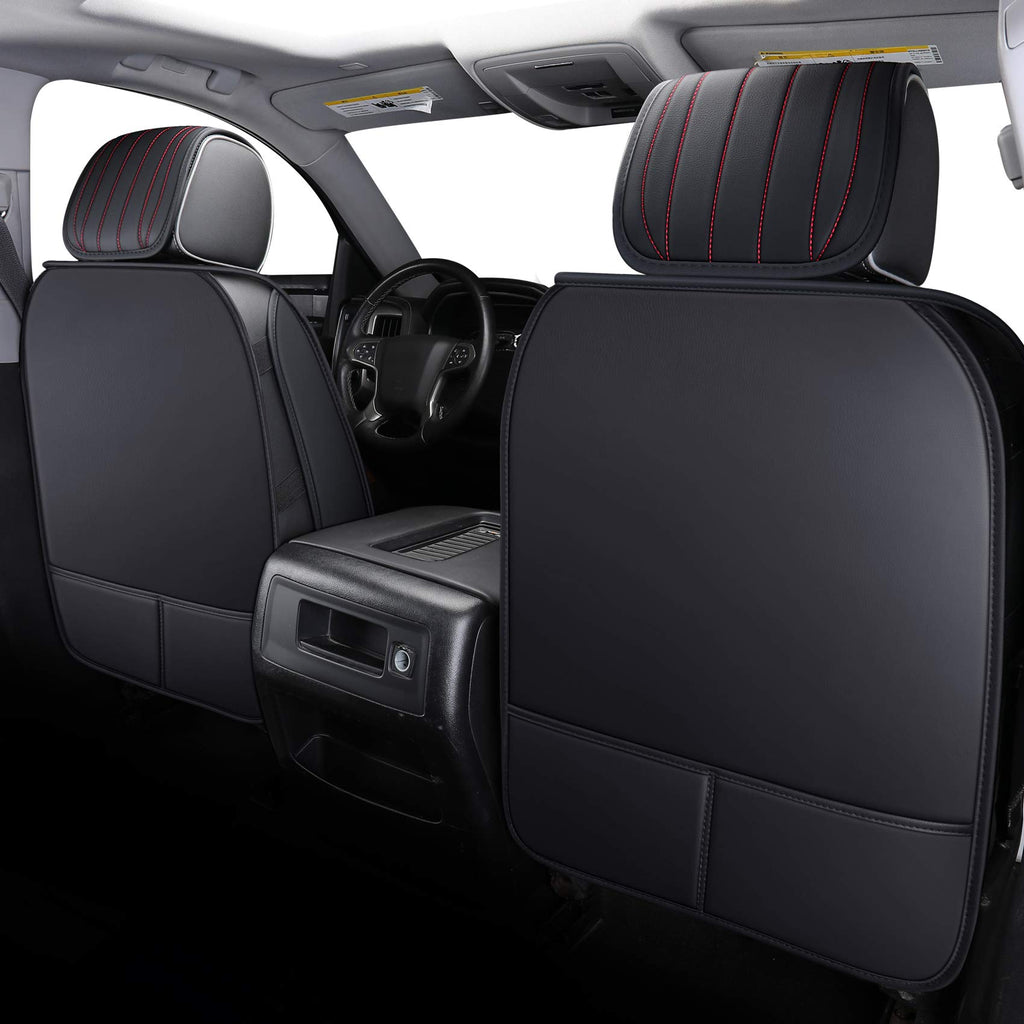 Aierxuan 2Pcs Front Chevy Silverado GMC Sierra Car Seat Covers, Custom Fit 2007-2026 1500 2500 HD 3500 HD Crew, Double, Extended Cab or Pickup Truck, with Waterproof Faux Leather (Black)