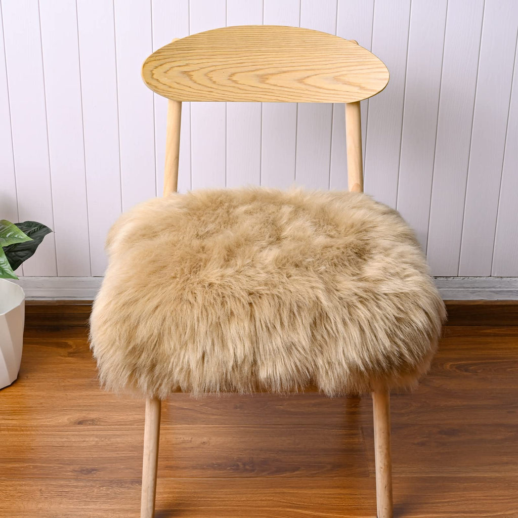 Softlife Black Faux Fur Sheepskin Chair Cover Seats Cushion Pad Super Soft Area Rugs for Living Bedroom Sofa Dorm (1.6ft x 1.6ft)