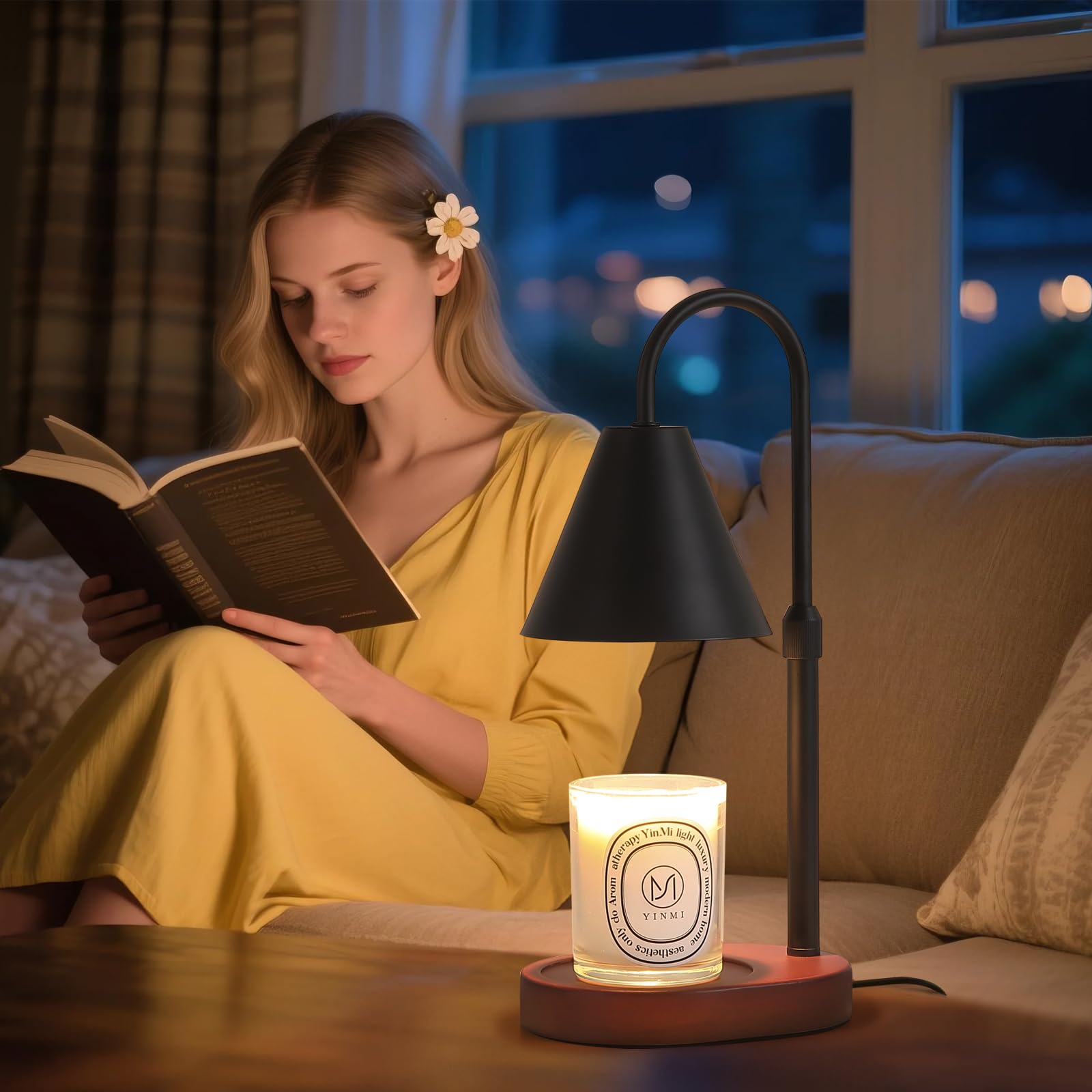 MEIXISUE Candle Warmer Lamp with Timer and Dimmer,Electric Amber Light Gifts for Women Melt Wax Warmer Lamp with 2 Bulbs for Candle Jars House Warming New Home Decor
