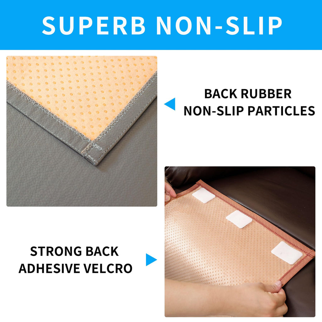 Non Slip Recliner Headrest Protector Washable Faux Leather Headrest Covers for Recliner Chair Waterproof Couch Head Rest Covers for Sofa,Furniture,Office Chair,Theater Seat (Beige)