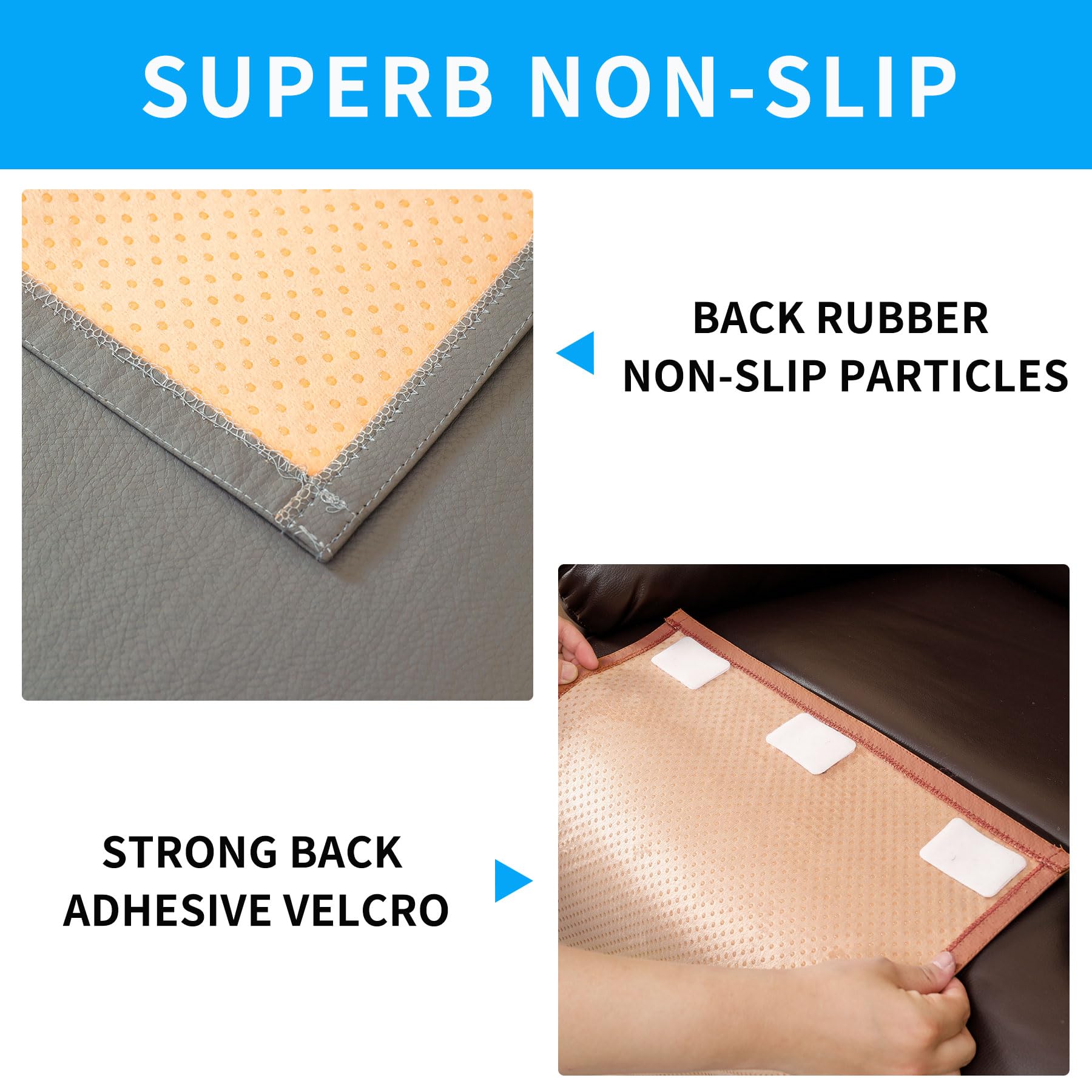 Non Slip Recliner Headrest Protector Washable Faux Leather Headrest Covers for Recliner Chair Waterproof Couch Head Rest Covers for Sofa,Furniture,Office Chair,Theater Seat (Beige)