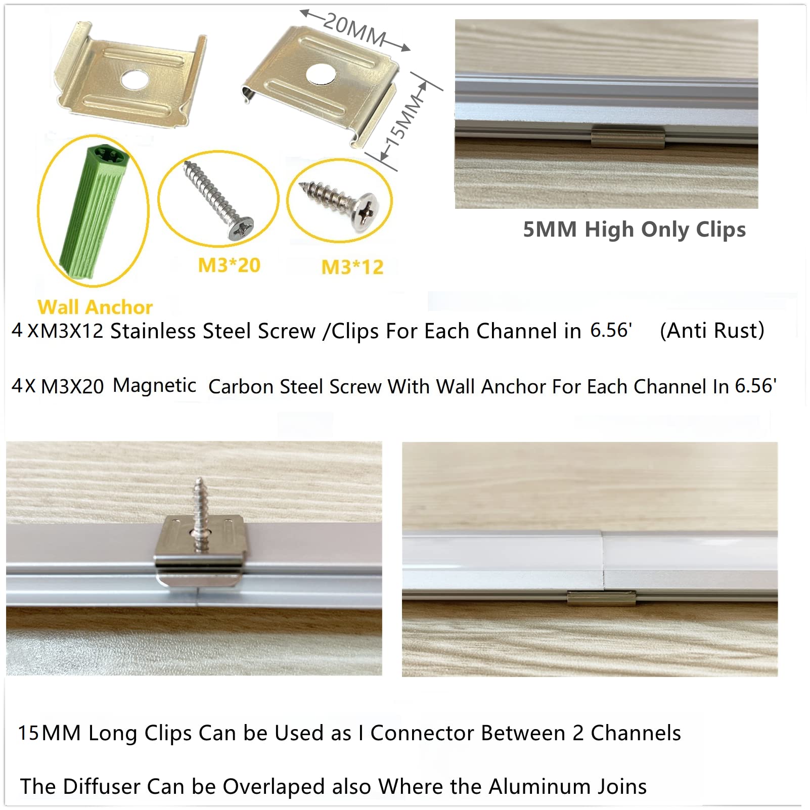 THMOOTHER Recessed LED Strip Channel Diffuser 10-Pack 6.56FT,23.5X7MM LED Tape Aluminum Track with Flange,Flush Mounted Wardrobe Bookcase Wine Cabinet Wooden Furniture Groove Integrated Low Profile