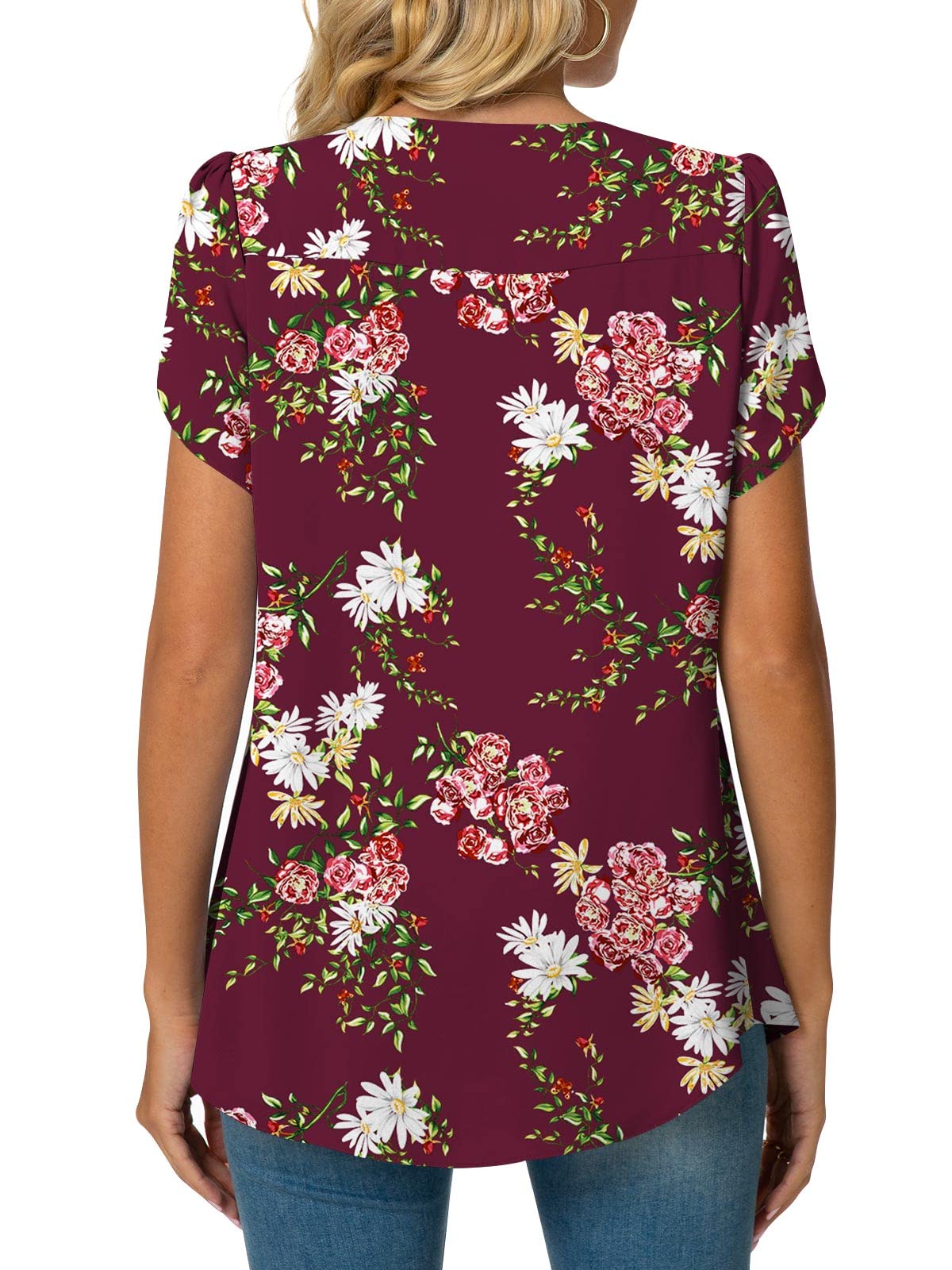 Bestbee Womens Plus Size Tops Dressy Casual Summer Chiffon Blouses Short Sleeve Dress Shirts Business Loose Fit Tunics
