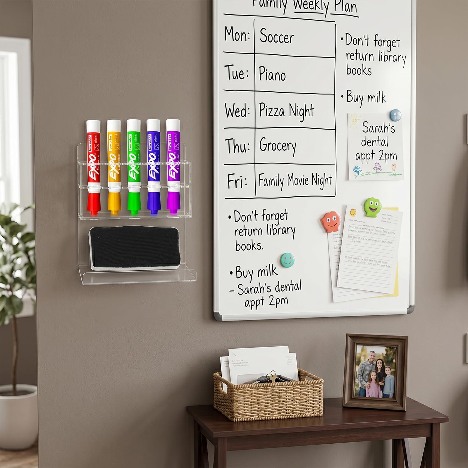 MyGift Dry Erase Marker Holder 10 Slots Whiteboard Marker Holder for Wall Dry Erase Eraser Holder Wall Mount Black
