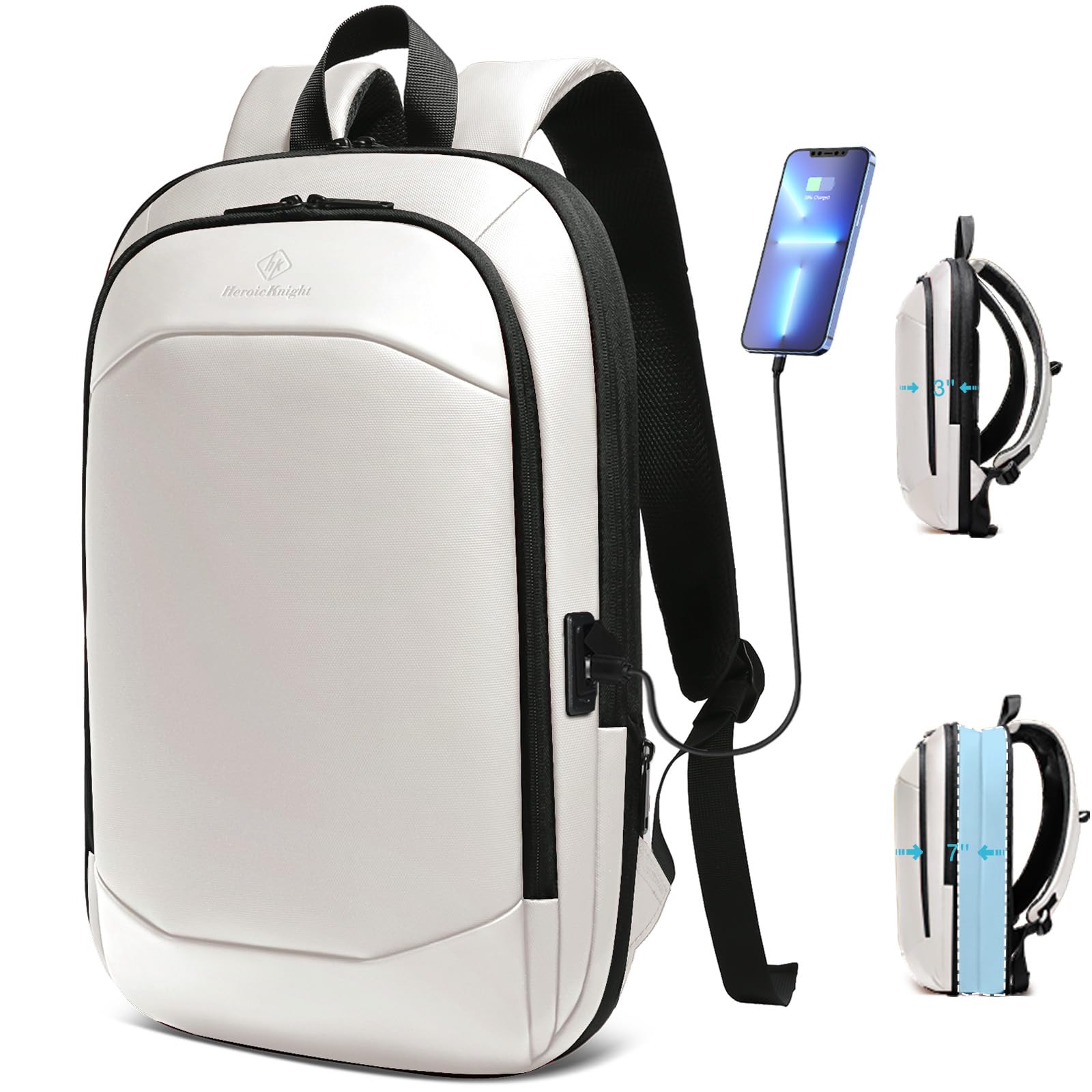 hk Business Backpack for Men 15.6 Inch,Slim & Expandable Waterproof Travel Laptop Backpack, Anti-Theft Lightweight Work Computer Bag, College Laptop Backpacks Gifts for Men Women-Black