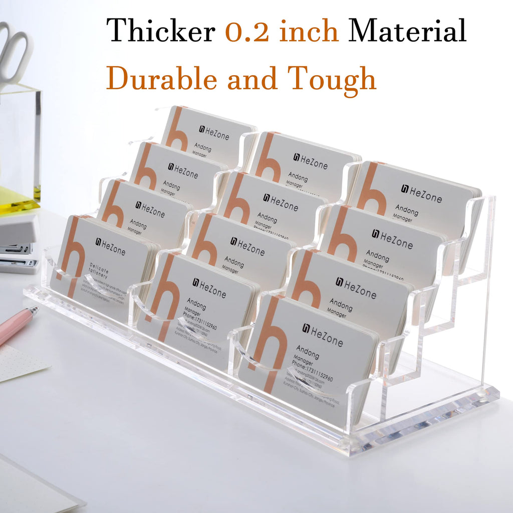 HeZone Business Card Holder for Desk Display, Clear Acrylic Cards Organizer Stand for Men and Women, Business Cards Case Rack 1 Pack, Holds 50 Cards-1 Slot