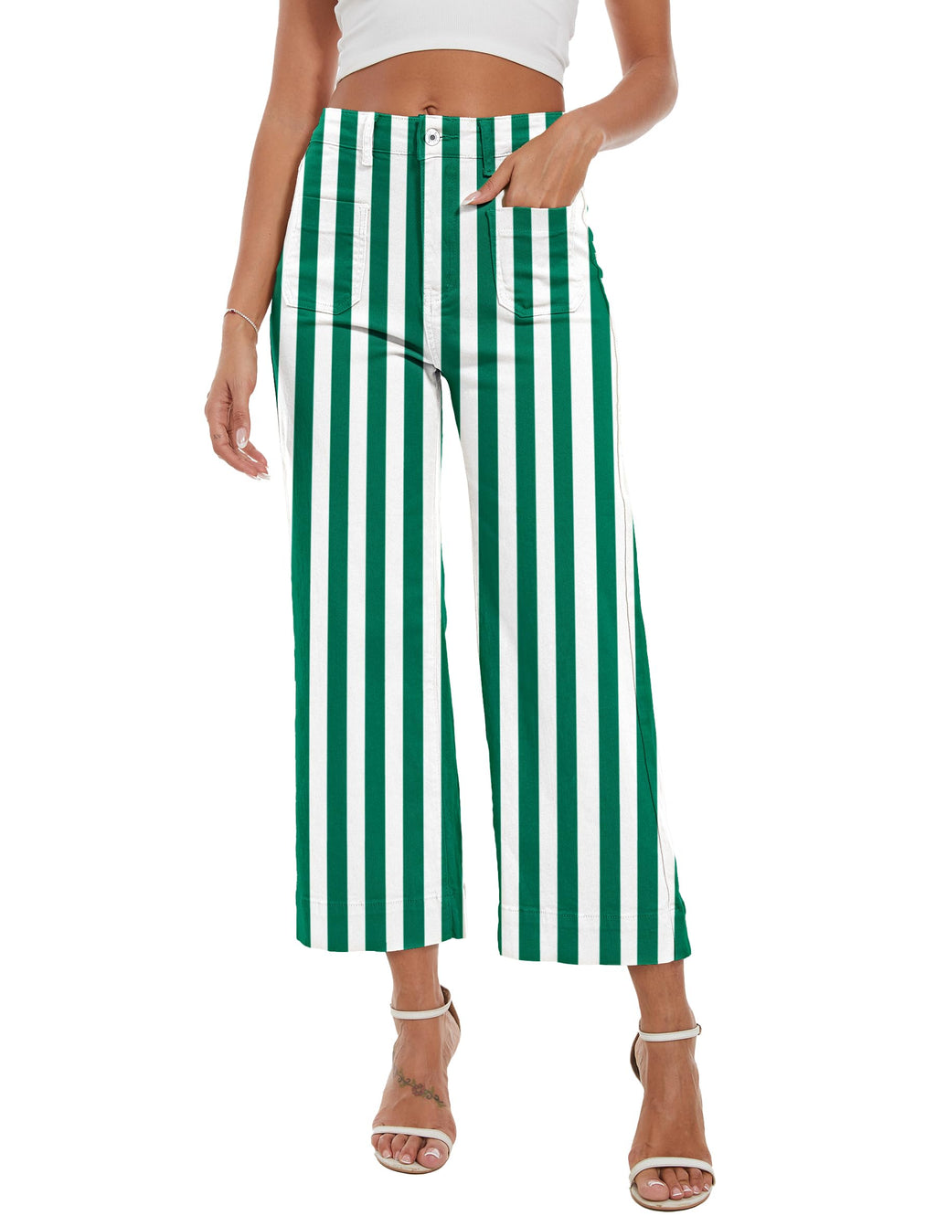 Wide Leg Jeans for Women Trendy High Waisted Flare Jeans Cropped Pants Stretchy Baggy