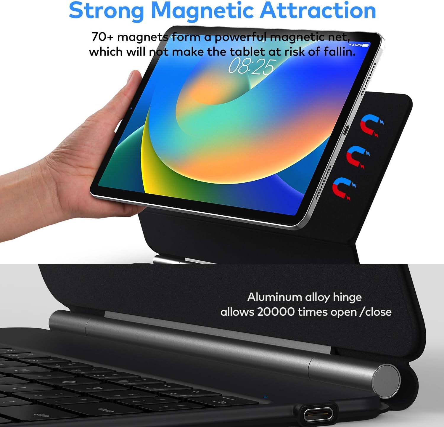 runelk Keyboard Case for iPad 10th Generation 2022 & 11th (A16, 2025) – Magic-Style Keyboard with Multi-Touch Trackpad – Floating Cantilever Stand – Magnetic Case for iPad 10.9 inch 10th / 11th Gen.