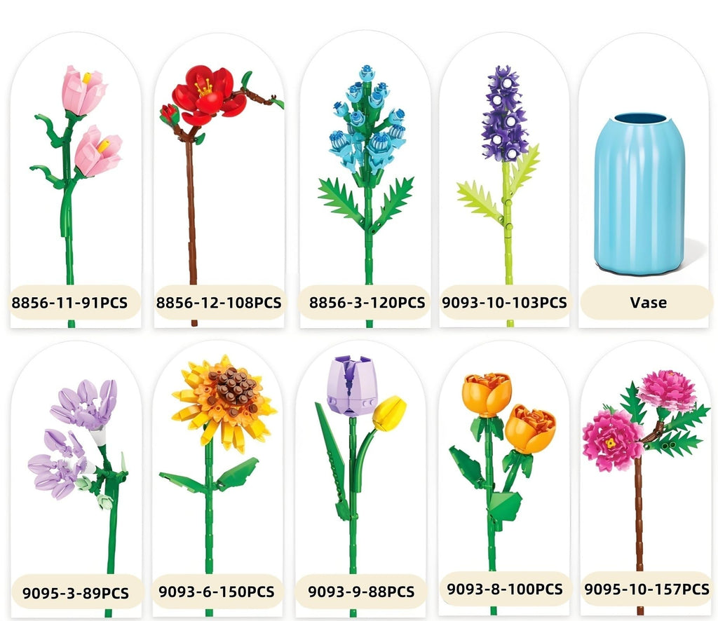 Sawaruita Purple Tulip Flower Bouquet Building Block Sets for Adult Women | Botanical Collection with Vase, Home Decor Gifts for Mothers Day,Valentines,Birthday