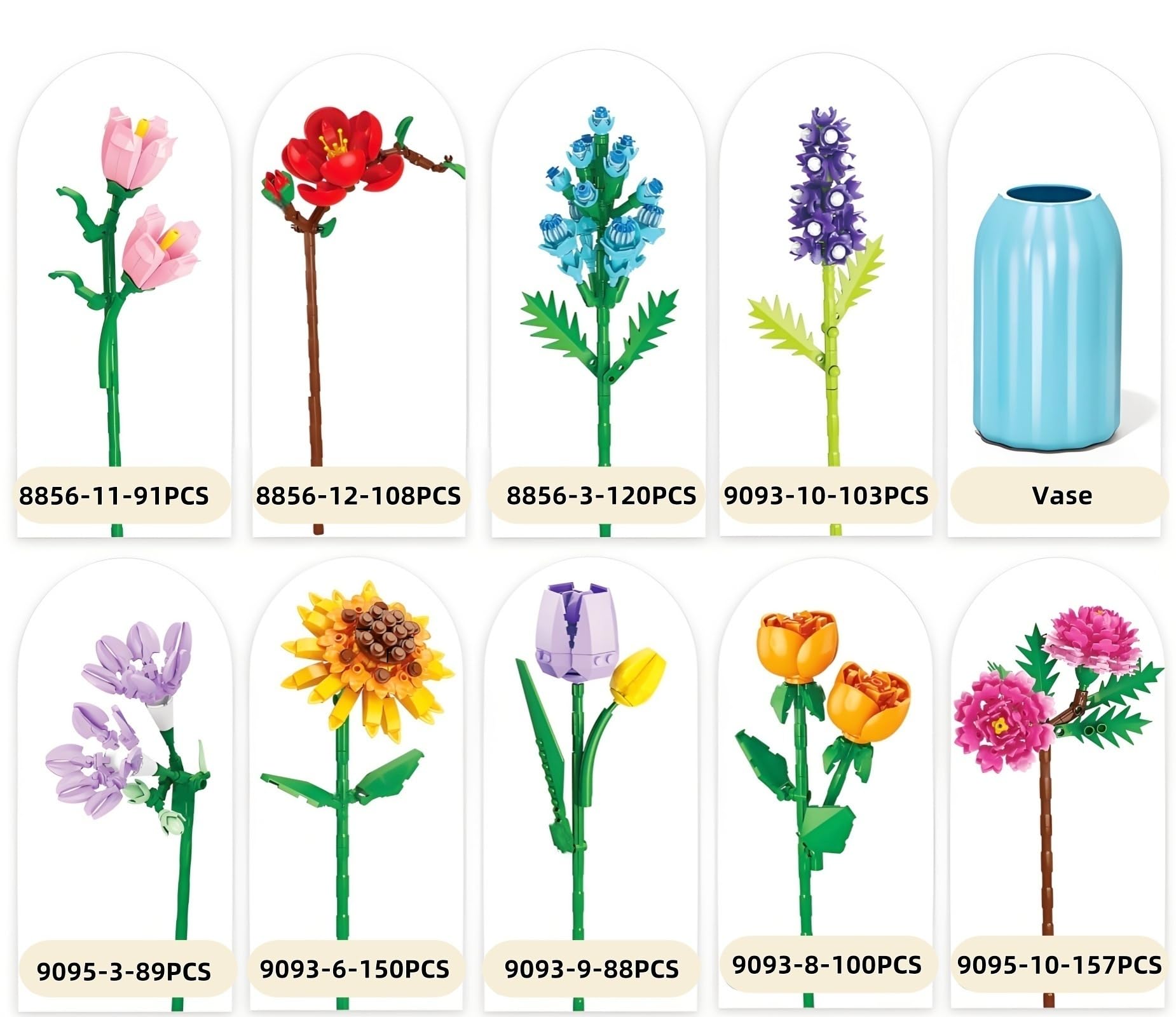 Sawaruita Purple Tulip Flower Bouquet Building Block Sets for Adult Women | Botanical Collection with Vase, Home Decor Gifts for Mothers Day,Valentines,Birthday