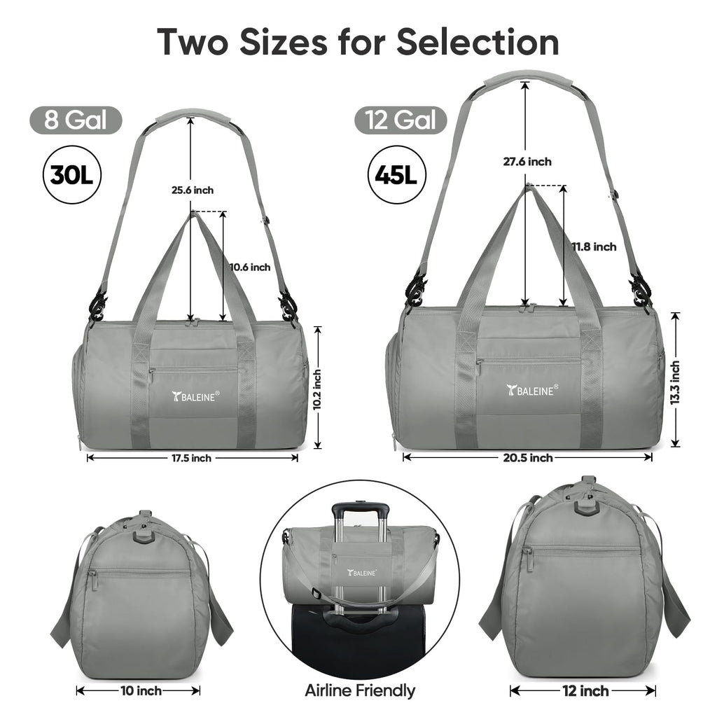 BALEINE Gym Bag for Women and Men, Duffel Bag for Sports, Gyms and Weekend Getaway, Waterproof Dufflebag with Shoe and Wet Clothes Compartments, Lightweight Carryon Gymbag (Azure)