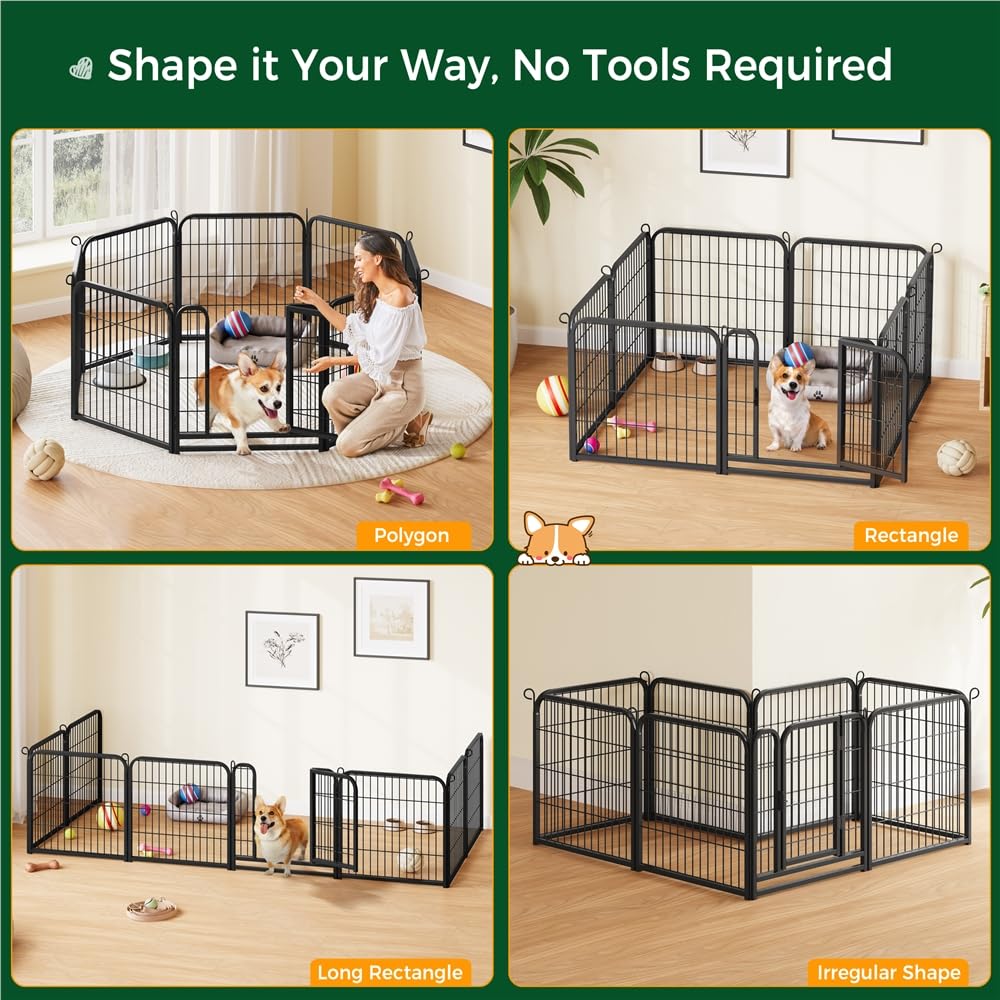 Yaheetech Dog Playpen, 24 inch 2 Panels Dog Pen for Indoor Heavy Duty Puppy Exercise Pen Metal Pet Fence for RV Camping/Yard/Garden