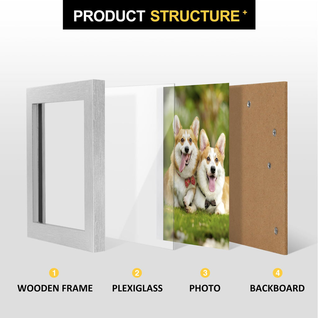 TOFOREVO Picture Frames 4x4 Set of 2 Black Wood Grain Photo Frame for Gallery Wall Mounting or Tabletop Display