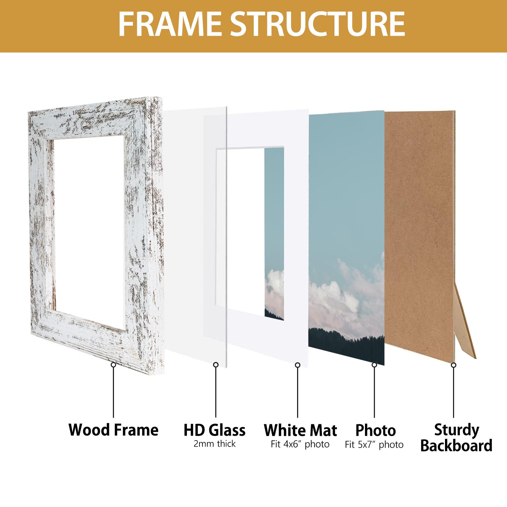 Califortree Black 11x14 Picture Frame - Display Photos 8x10 with Mat or 11x14 Without Mat - HD Glass Inside, Set of 2