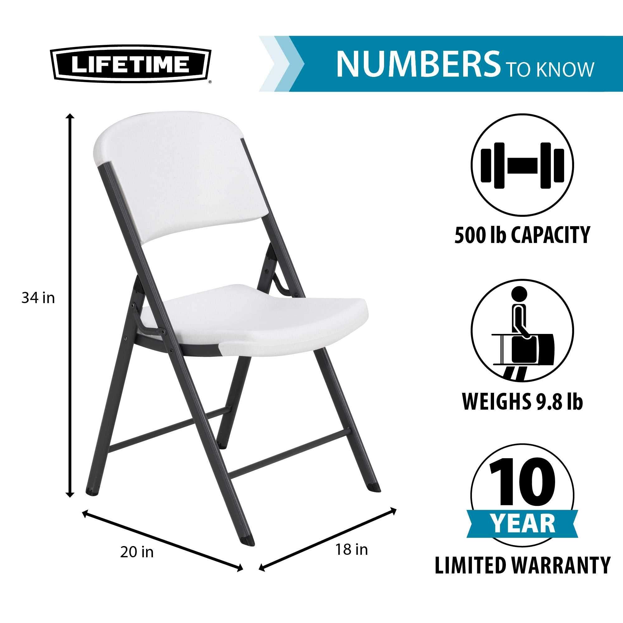 LIFETIME 42803 Commercial Grade Folding Chairs, 4 Pack, Almond