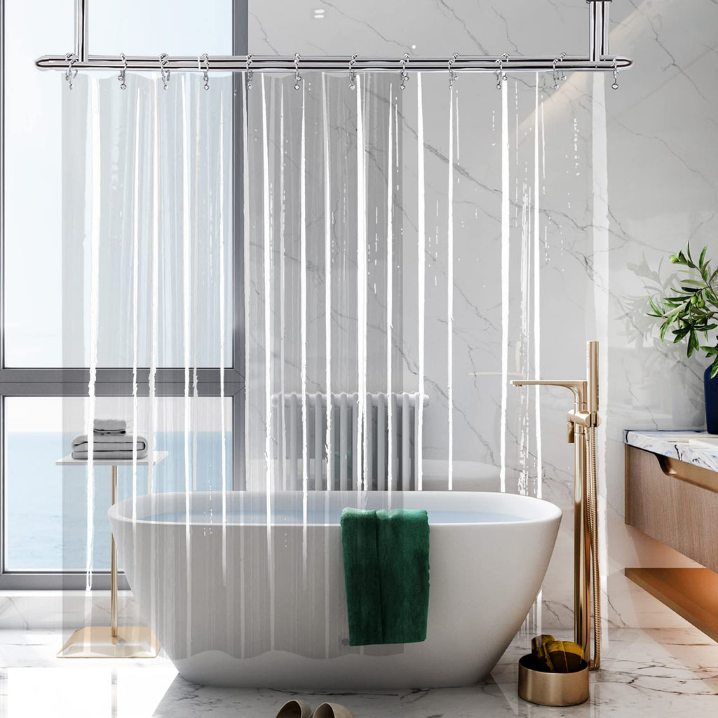 YISURE Clawfoot Tub Clear Short Length 60 Inch Shower Curtain Liner, 180x60 Inch Extra Wide 360 Shower Curtain PEVA Waterproof Wrap Around Bath Tub Curtain