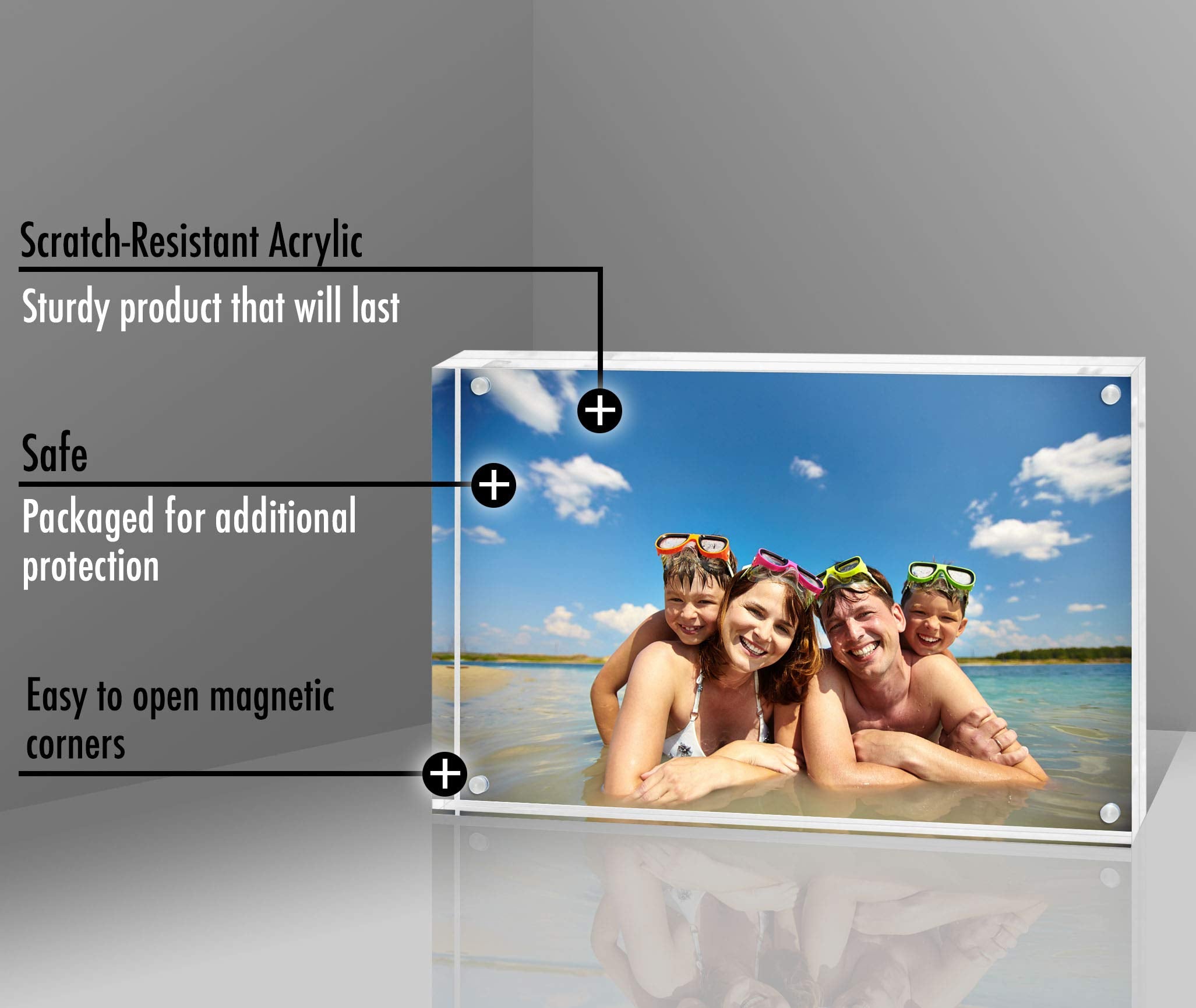 Americanflat 3.5x5 Acrylic Picture Frame - Double Sided Frames with Magnetic Corners - Transparent Acrylic Frames for Desk or Tabletop Display - 3.5x5 Picture Frame with Microfiber Cloth Included