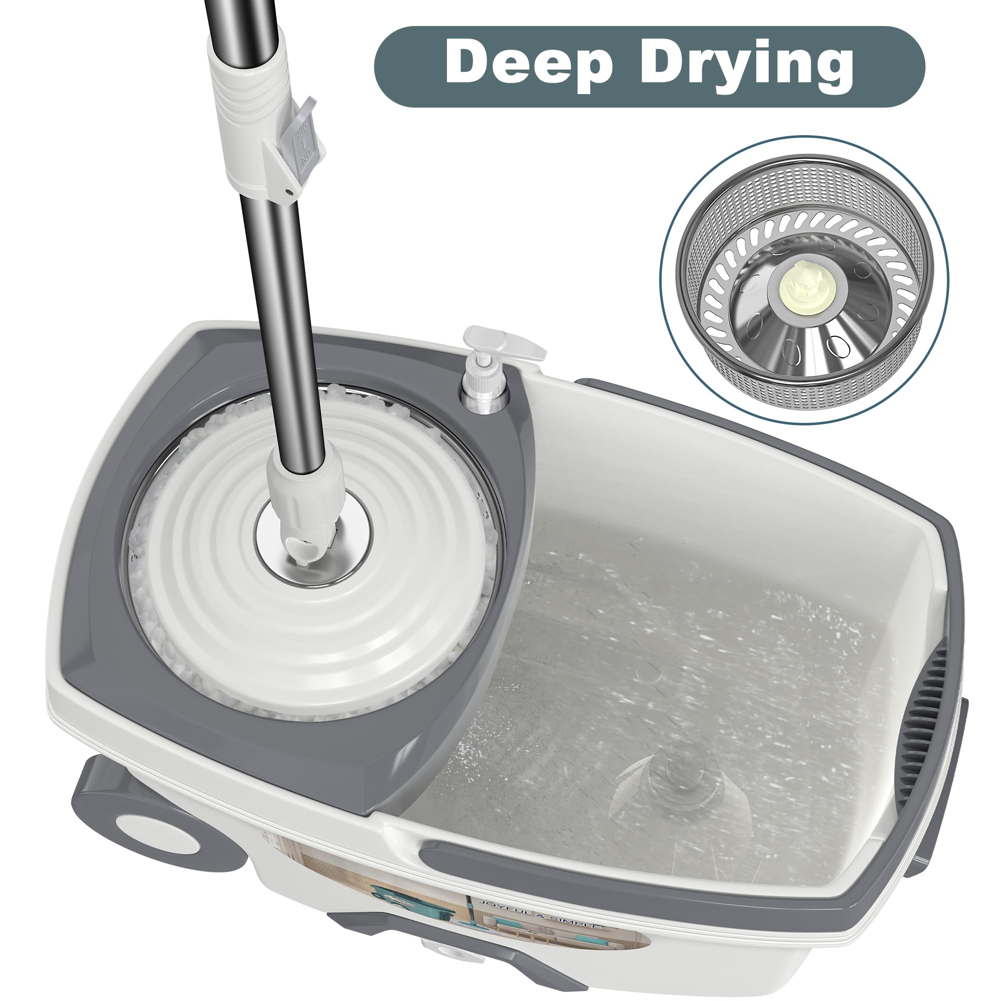 Dual Compartment Spin Mop and Bucket, Mop and Bucket with Wringer Set,360°Rotating Spinning Mopping for Floor Cleaning with 6 Microfiber Replacement Heads, 61" Extended Handle, 2X Wheel - Deep Green