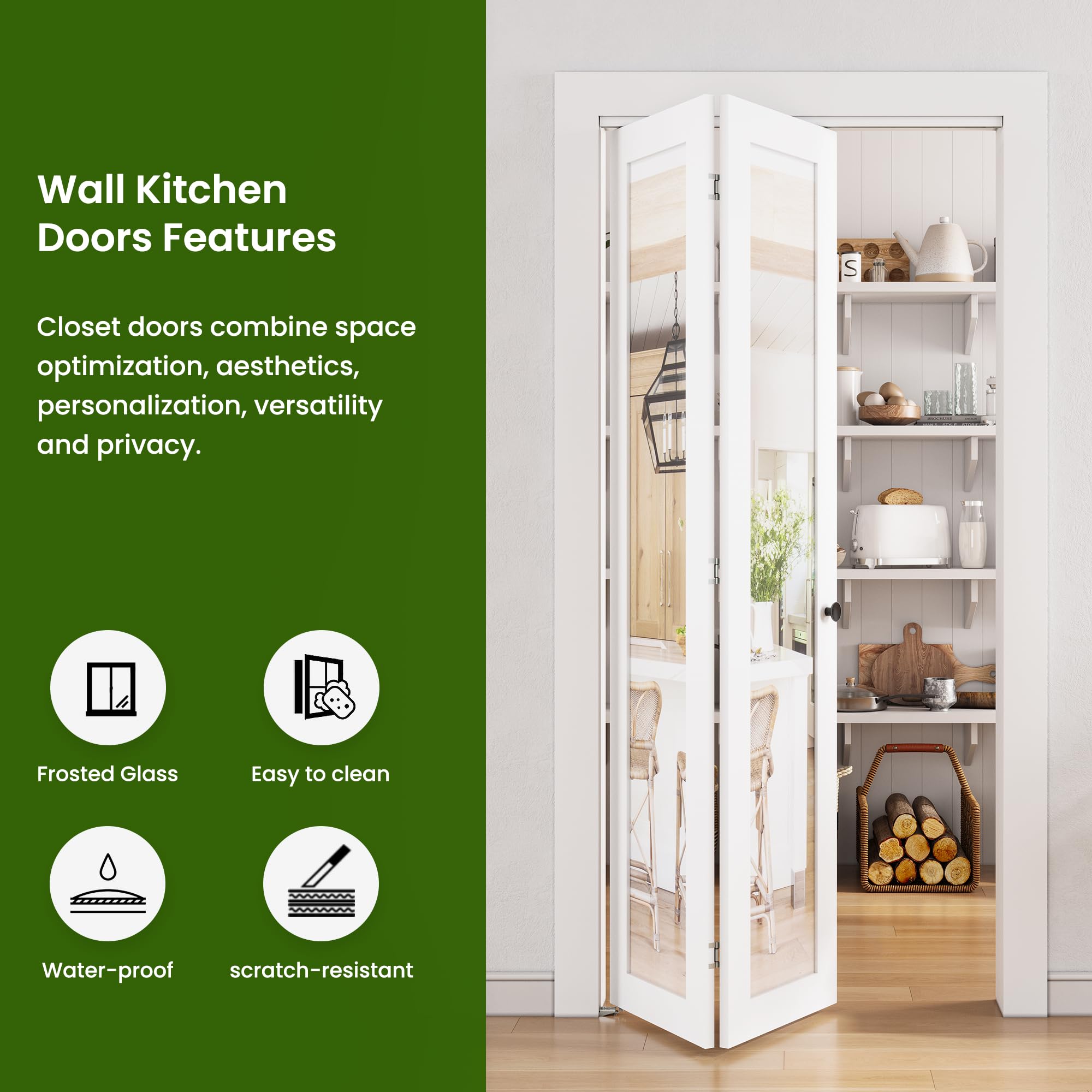 SMARTSTANDARD Bifold Doors, Mirror Closet Doors for 24''（12" x2） x 80" with Sliding Hardware Kit Set, Interior Bi Fold Door for Closet, Easy Install, MDF, White