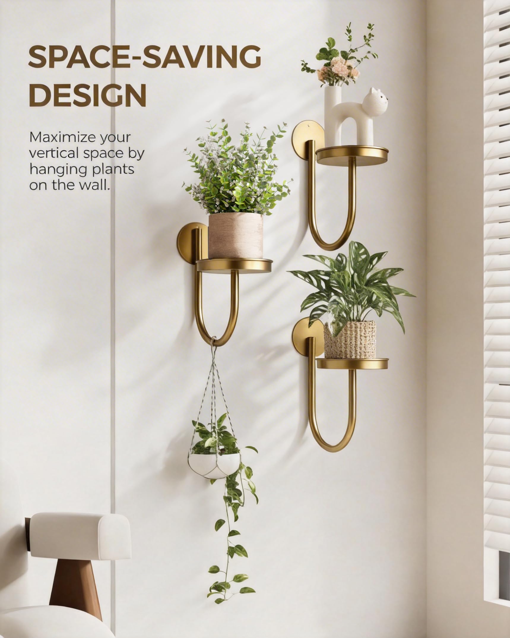Bamworld Hanging Planters for Indoor Plants Wall Plant Holder Plant Hanger Indoor Wall Planters Window Plant Shelves Hanging Plant Holder Window Plant Hanger Plant Decor Black 3pcs
