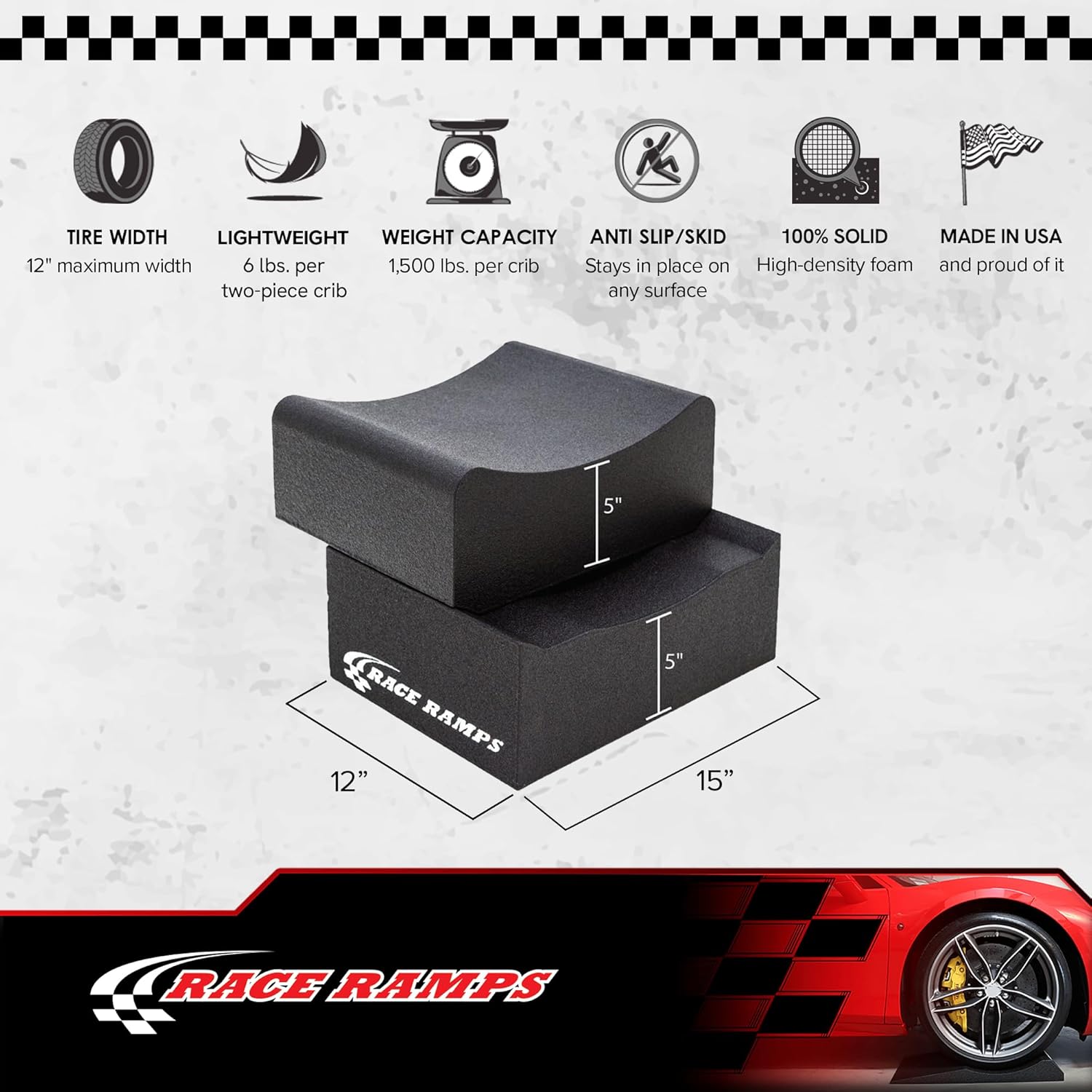 Race Ramps 2-Pack RR-WC-10-2 Car Wheel Cribs, Lightweight & Non-Scratch for Maintenance & Display, 10" - Portable Automotive Platform Riser for Oil Changes and Garage Use
