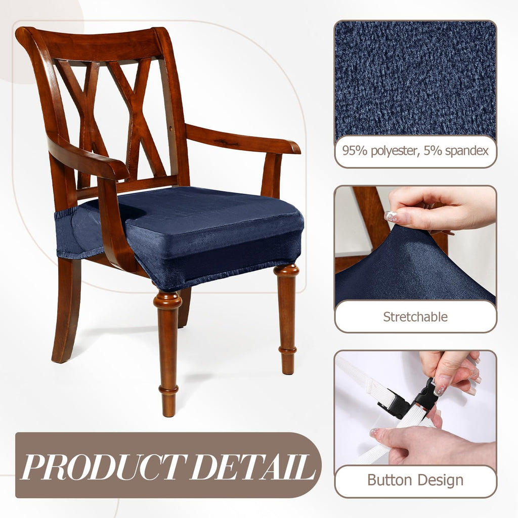 Havawish Large Dining Room Chair Seat Covers with Armrest Dining Chair Slip Covers Protectors(1 Pcs,Beige White)