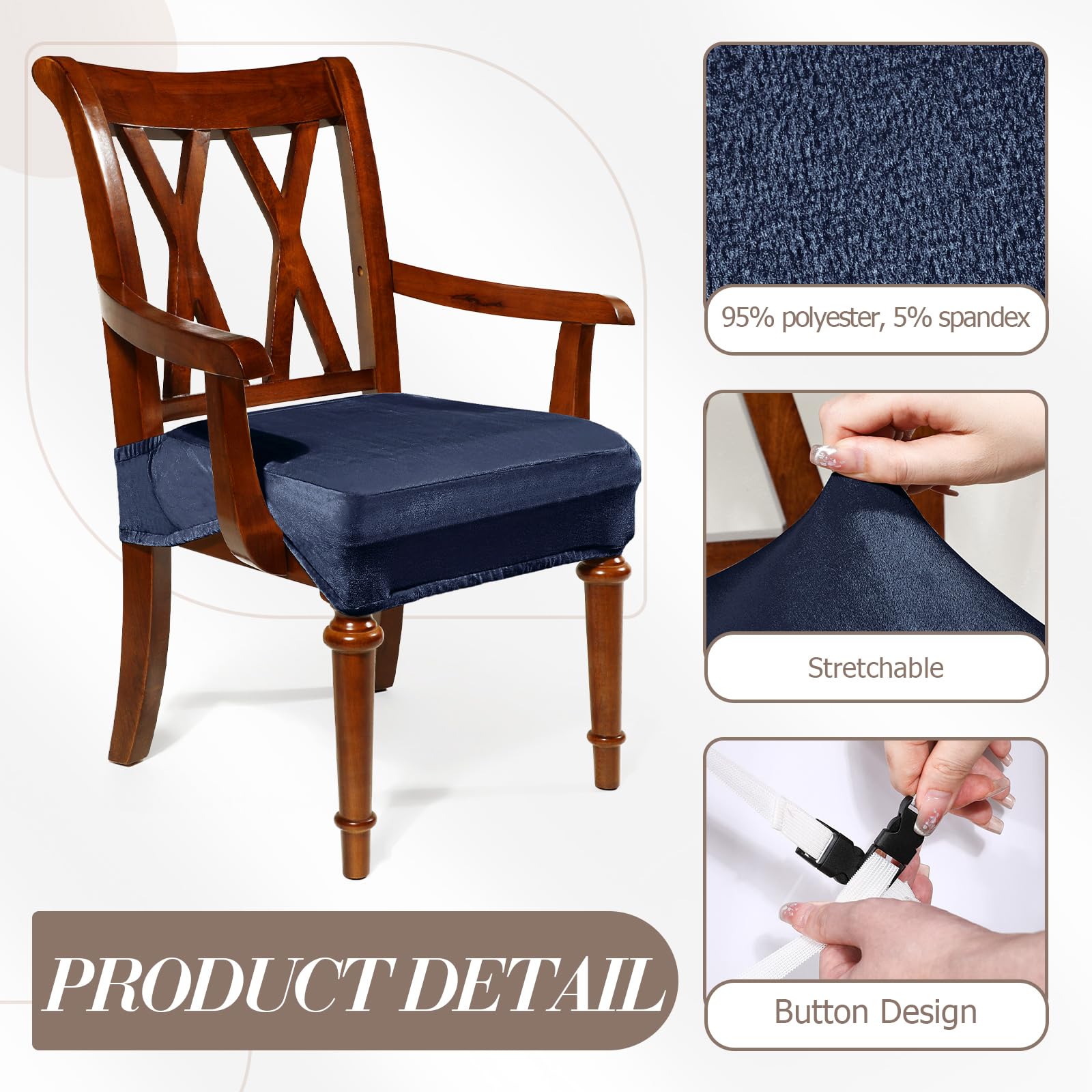 Havawish Large Dining Room Chair Seat Covers with Armrest Dining Chair Slip Covers Protectors(1 Pcs,Beige White)