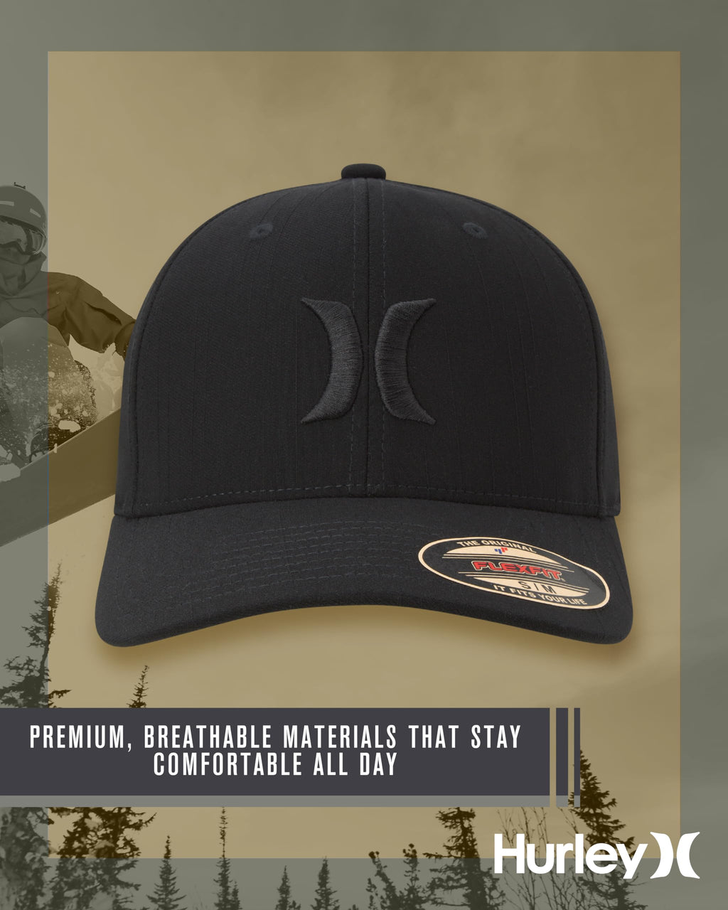 Hurley Men's Caps - One & Only Flexfit Baseball Cap - Fitted Hats for Men (S-XL)