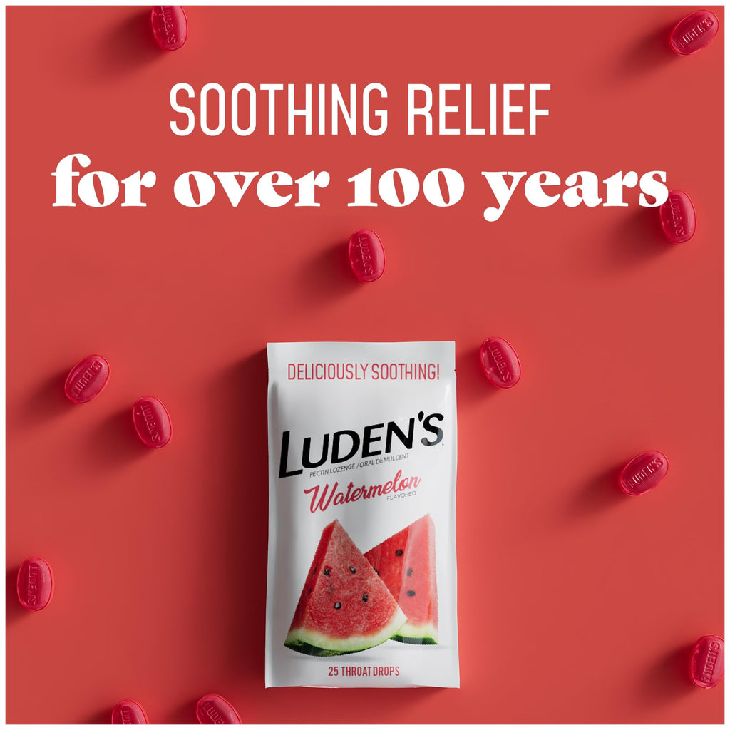 Luden's Sugar Free Wild Cherry Throat Drops, Sore Throat Relief, 25 Count (12 Pack)