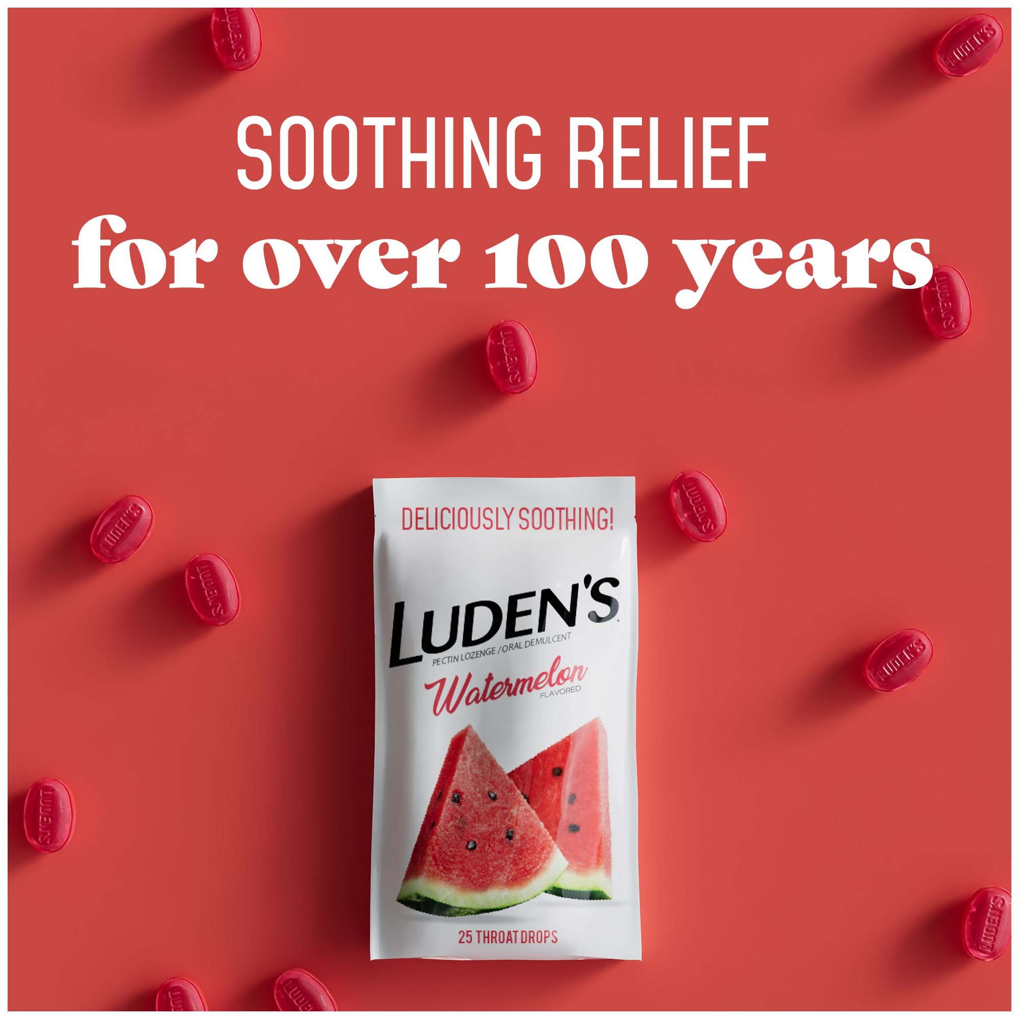 Luden's Sugar Free Wild Cherry Throat Drops, Sore Throat Relief, 25 Count (12 Pack)