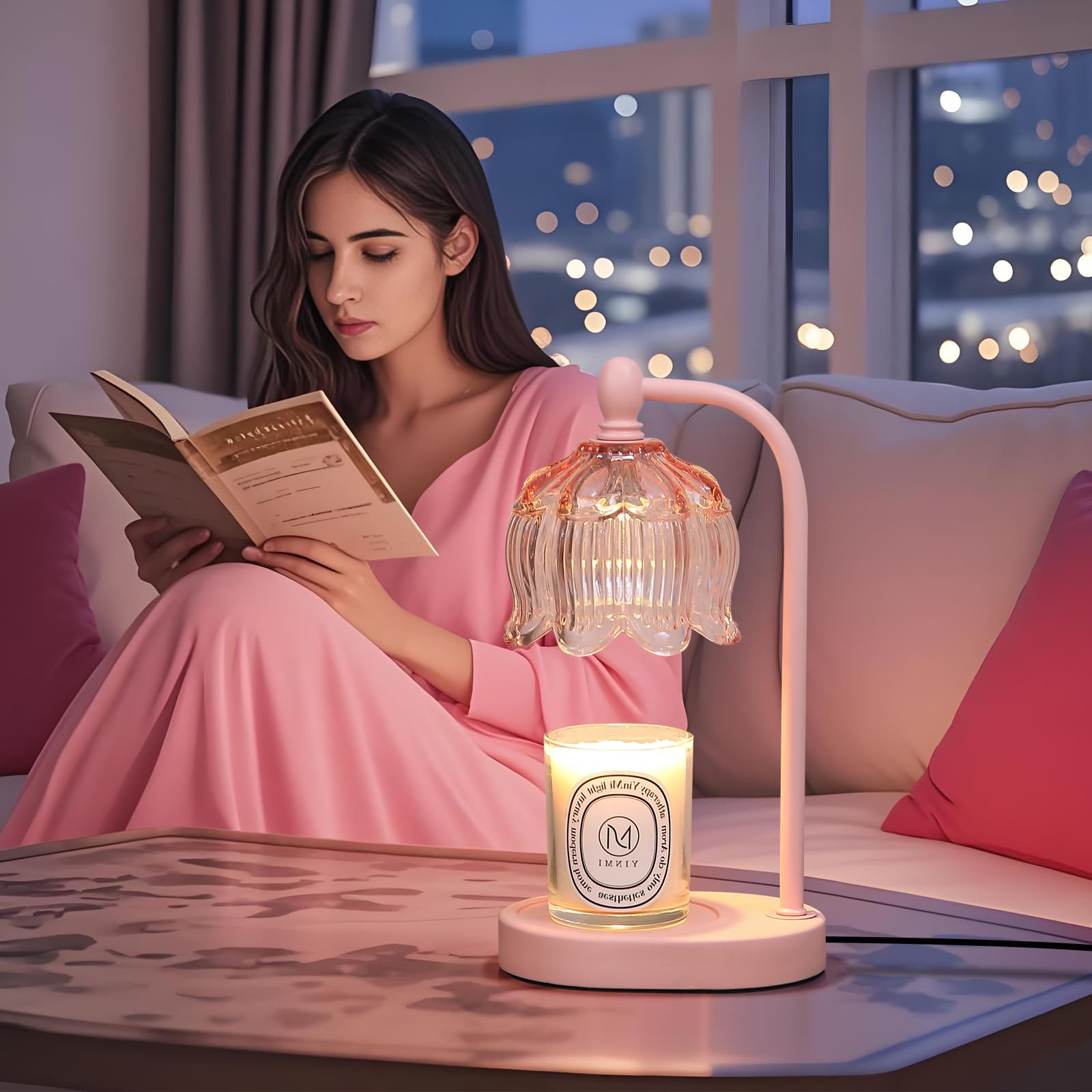 MEIXISUE Candle Warmer Lamp with Timer and Dimmer,Electric Amber Light Gifts for Women Melt Wax Warmer Lamp with 2 Bulbs for Candle Jars House Warming New Home Decor