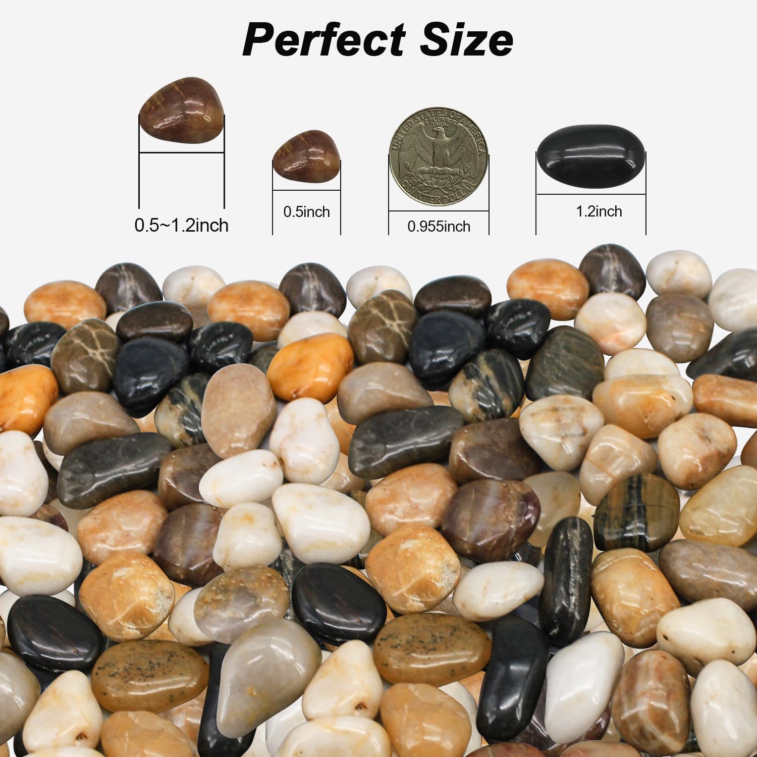 Terrarium Supplies,Virekm River Rocks, Decorative Ornamental Pebbles,Garden Landscaping Stones,Gravel Filler for Home Decoration Flower Bed Fish Tank Plants Vases Succulents