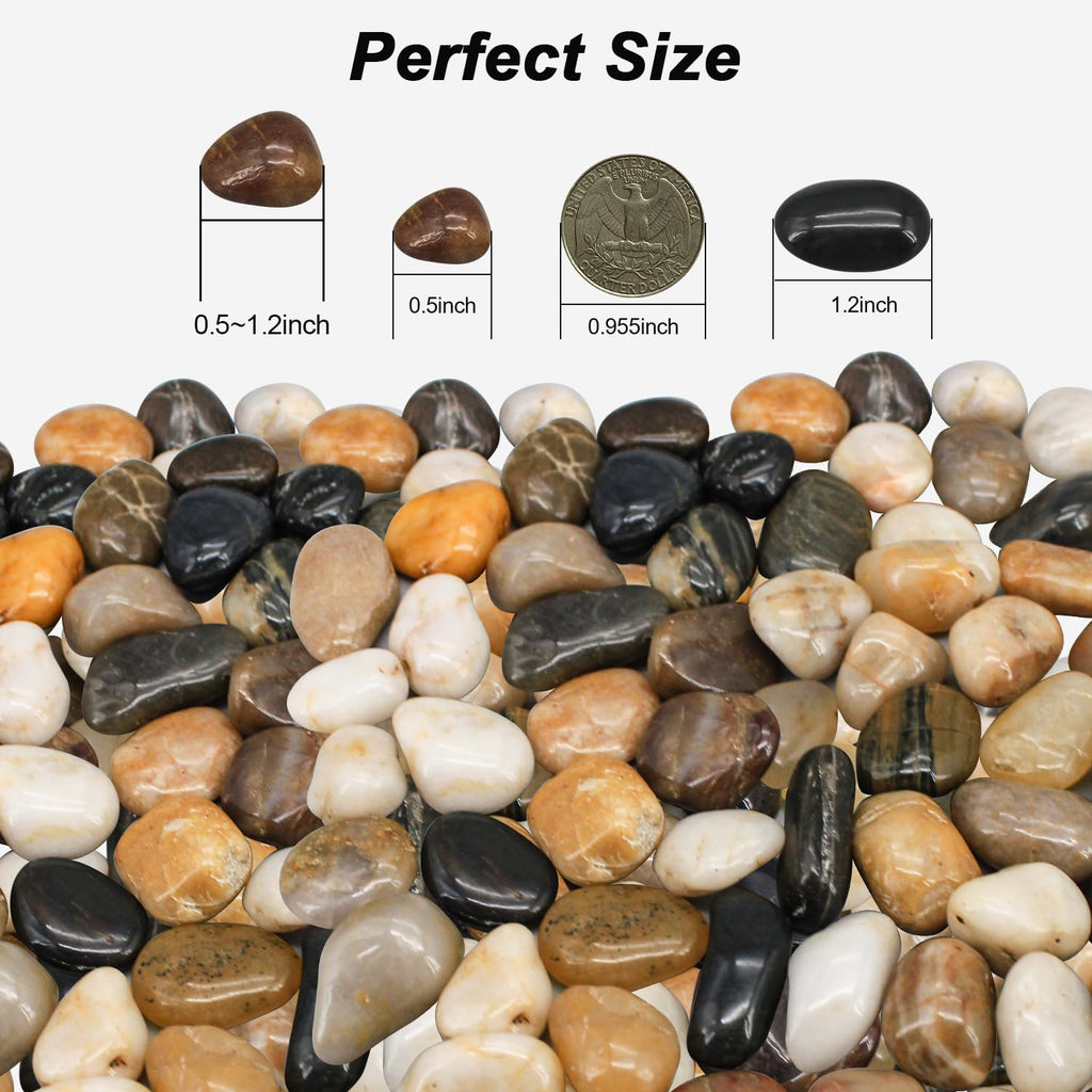Terrarium Supplies,Virekm River Rocks, Decorative Ornamental Pebbles,Garden Landscaping Stones,Gravel Filler for Home Decoration Flower Bed Fish Tank Plants Vases Succulents