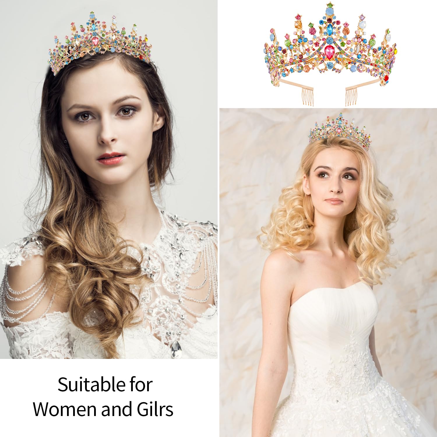 VELSCRUN AB Silver Crystal Birthday Queen Tiara Crowns for Women Girls Birthday Queen Headband Sash Elegant Princess Crown with Combs Hair Accessories Happy Birth Party Decorations Mom Gift