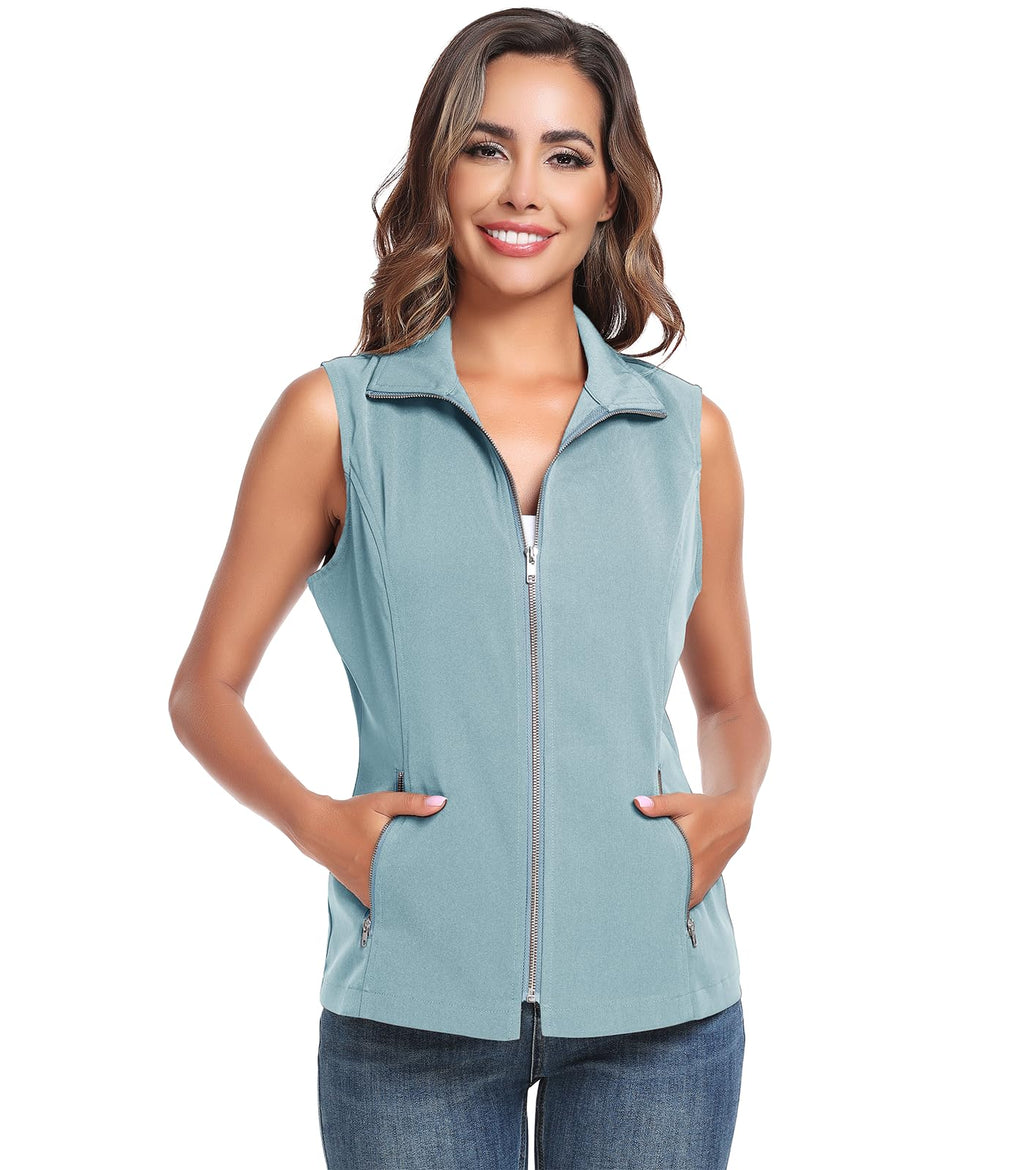 MISS MOLY Women's Lightweight Vest Casual Zip Up Utility Vest Hiking Golf Sleeveless Jackets with Pockets