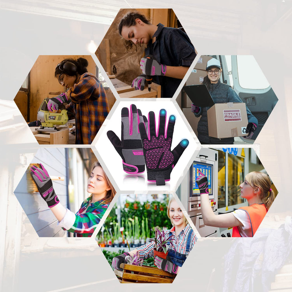 AIGEVTURE Safety Work Gloves Mens & Women, Light Duty Mechanic Gloves Touch Screen, Gardening Work Gloves with Grip,High Dexterity