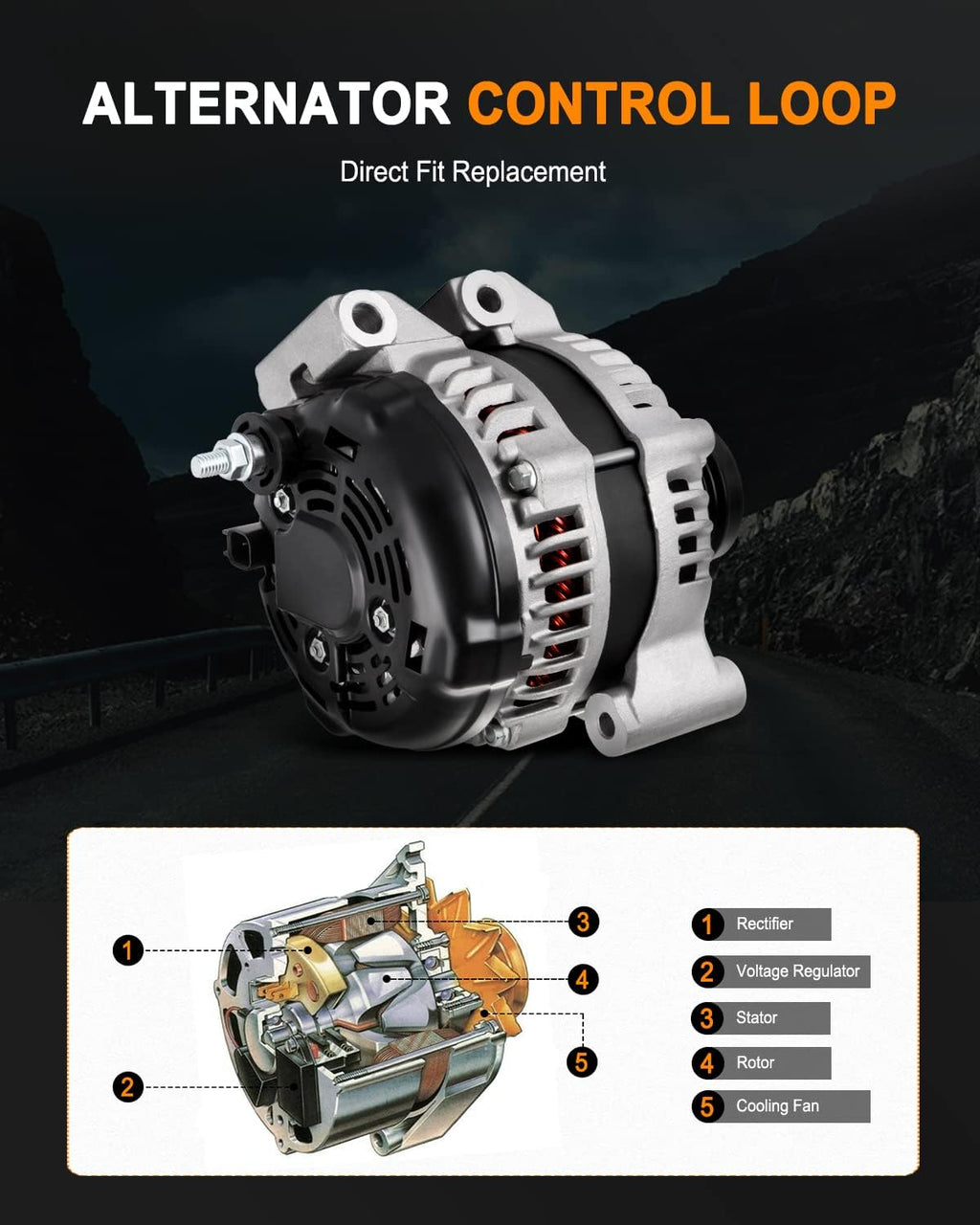 ASAPE 11570 High Output Alternator 160A 12V Fit for Dodge Grand Caravan 2011-2016, for Chrysler 200 2011-2014, for Ram C/V 2012-2015, for Dodge Journey 2011-2020, for Volkswagen Routan 2011-2014