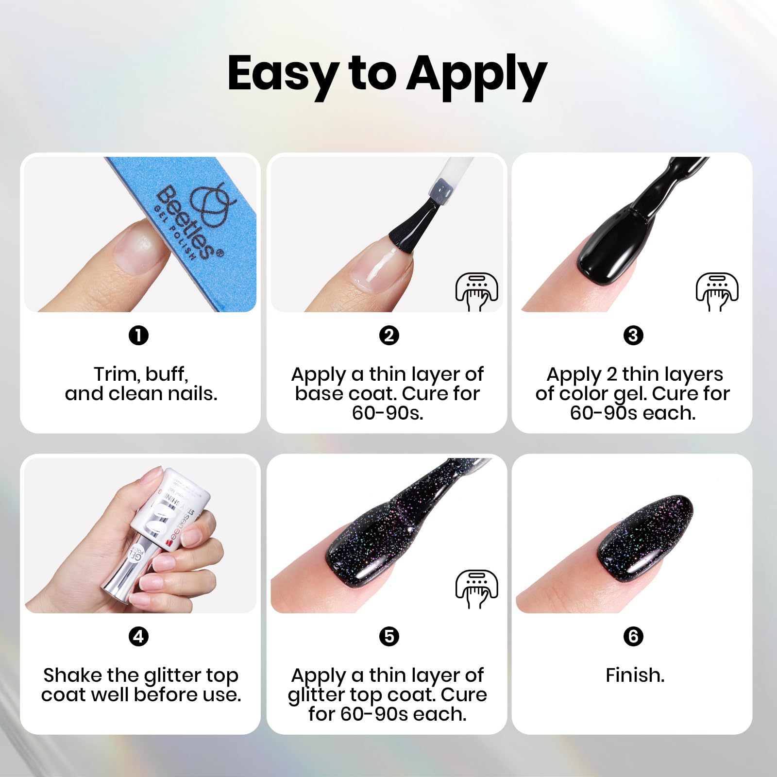 Beetles Heart Gel Top Coat 15ml - Hema Free Glitter Shine No Wipe Top Coat Long-Lasting for Gel Polish, Pink Heart Sparkle Soak Off UV LED Gift for Women