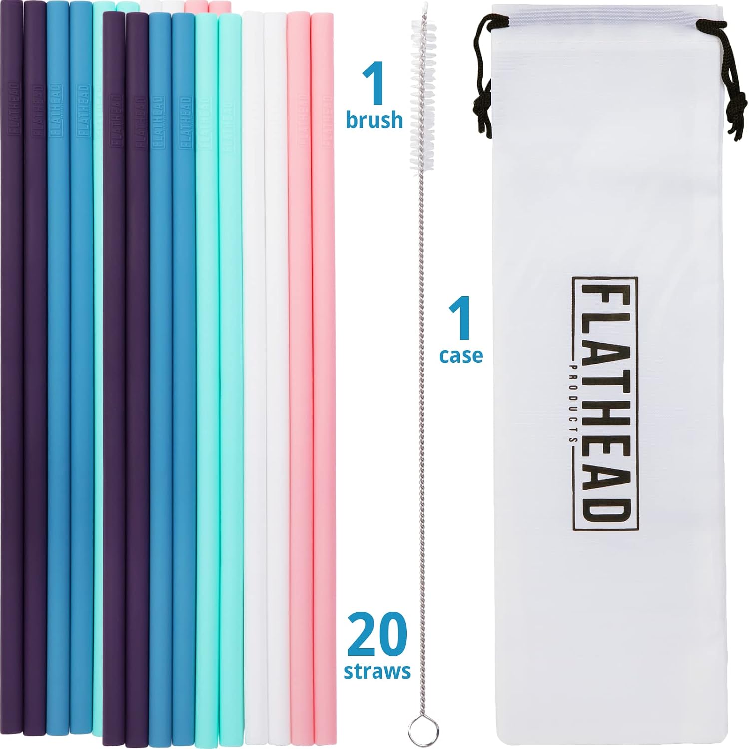 20 Reusable Silicone Straws + Cleaning Brush, 30oz - 20oz Tumblers Compatible, Dishwasher Safe, Extra Long Straws