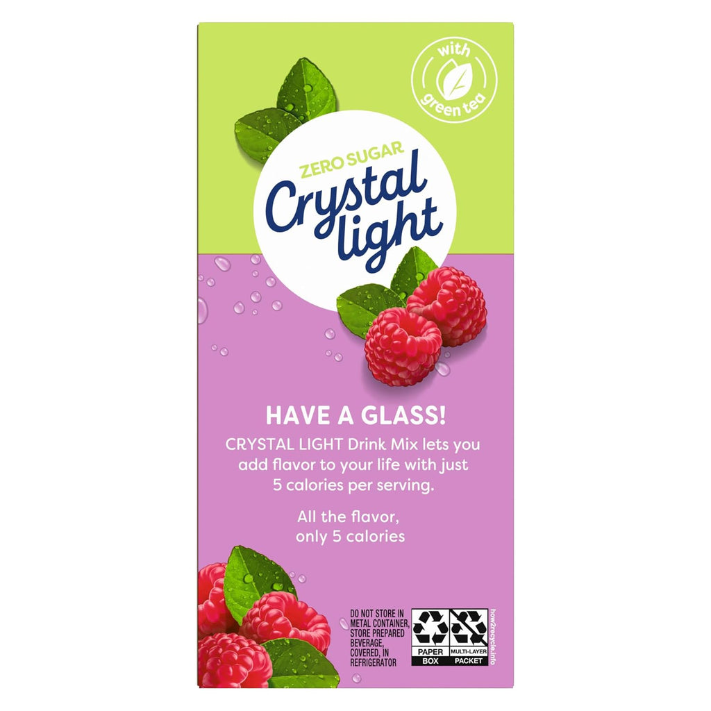 Crystal Light Drink Mix, 60 Pitcher Packets, for Flavorful Hydration and Shareable Refreshment, Naturally Flavored Raspberry Green Tea with other natural flavor, Made with Green Tea, 1.87 oz each