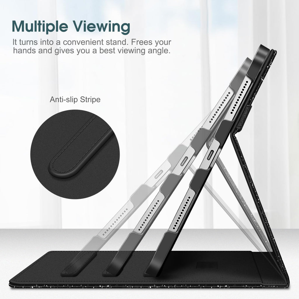 Fintie Case for iPad (A16) 11th Generation 11 Inch (2025), iPad 10th Generation 10.9 Inch (2022), Multi-Angle Viewing Protective Stand Cover with Pencil Holder & Pocket, Black