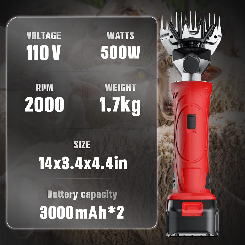 2026 Upgraded Sheep Shears 500W, Professional Electric Sheep Clippers, Farm Livestock Grooming Kit, 6 Speed Heavy Duty Electric Shears for Sheep Alpacas Goats Thick Coat Animals
