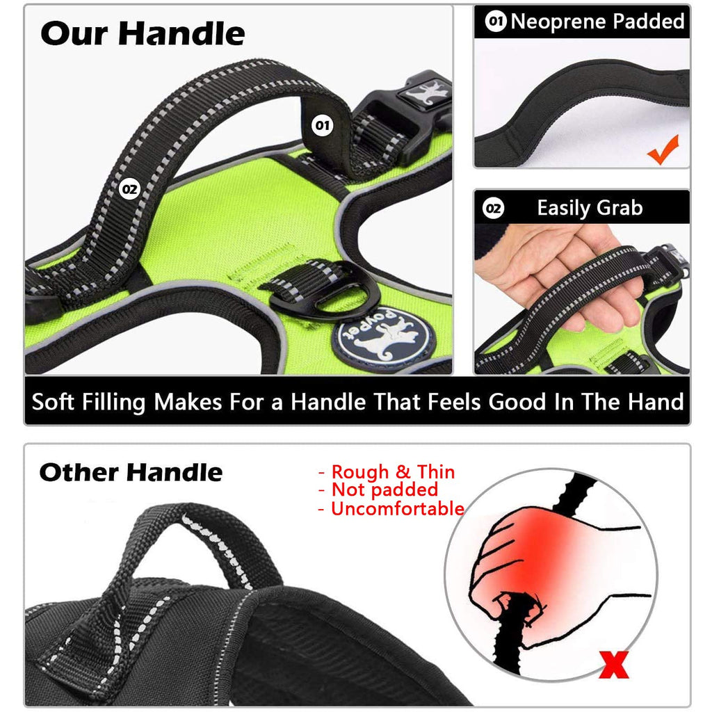 PoyPet No Pull Dog Harness, No Choke Front Lead Dog Reflective Harness, Adjustable Soft Padded Pet Vest with Easy Control Handle for Small to Large Dogs(Black,XS)