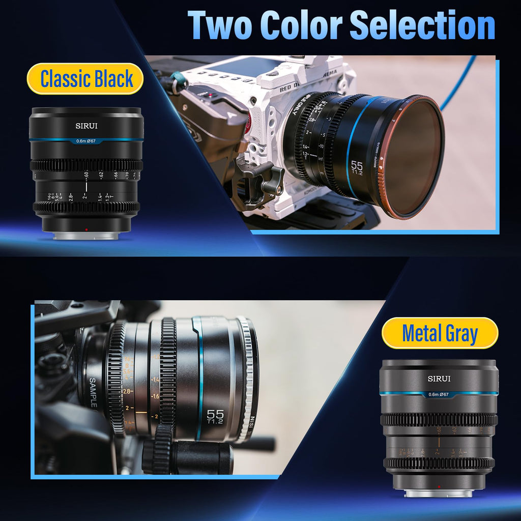 SIRUI Night Walker T1.2 Cine Lens Set, 16mm, 24mm, 35mm, 55mm, 75mm Large Aperture Manual Focus Lens (M4/3 Mount, Black)