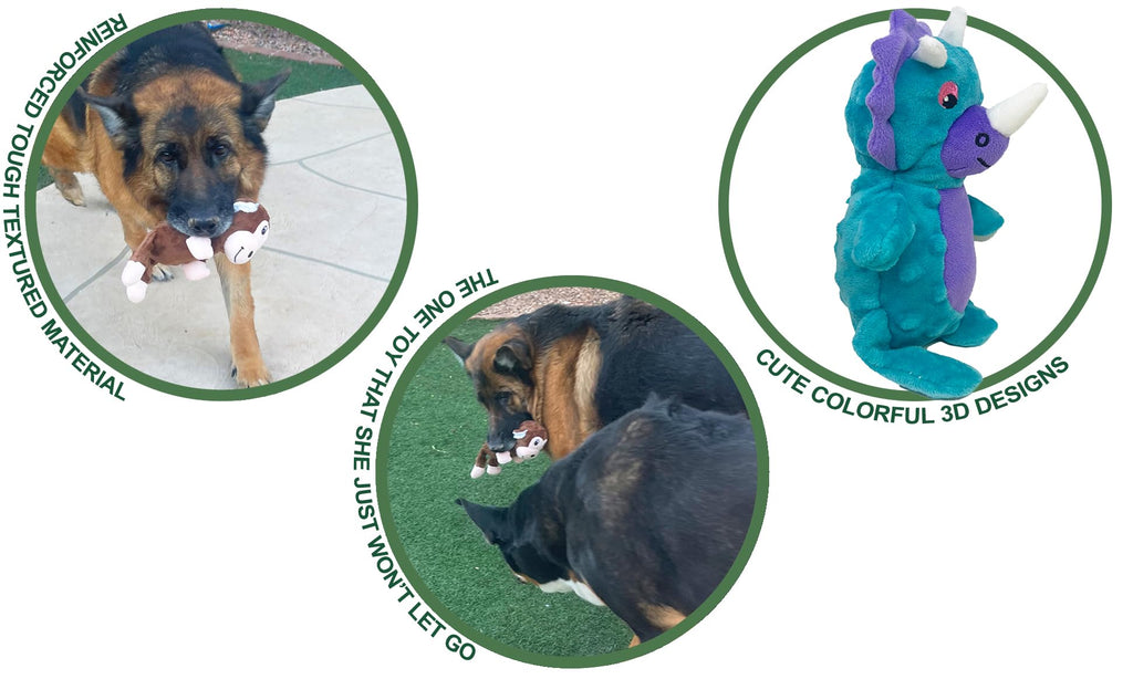 Jalousie Multipack Dog Squeaky Toys Strong Almost Indestructible, with Added Liner for Longer Play Dog Chew Toys (3 Pack - XLarge)