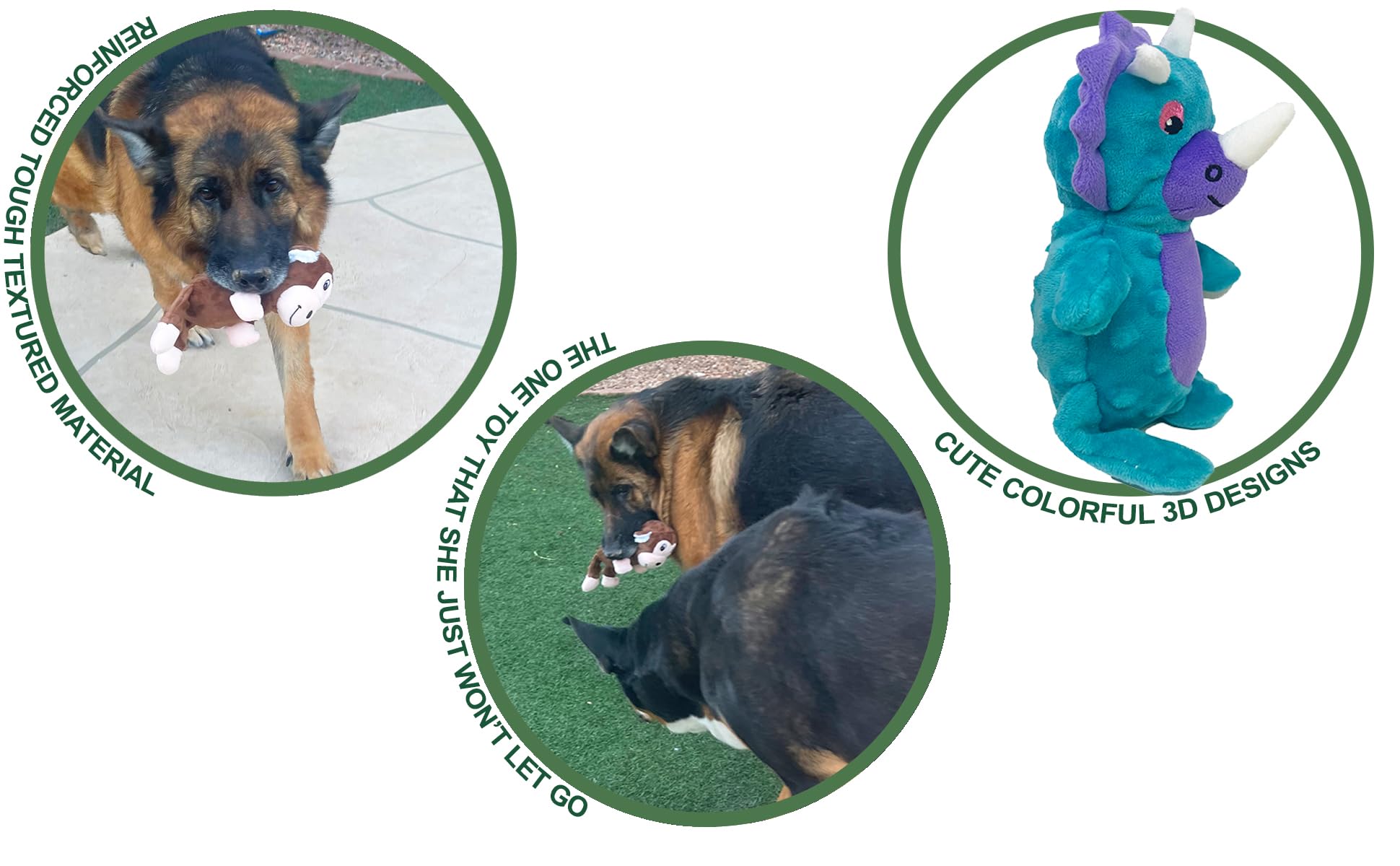 Jalousie Multipack Dog Squeaky Toys Strong Almost Indestructible, with Added Liner for Longer Play Dog Chew Toys (3 Pack - XLarge)