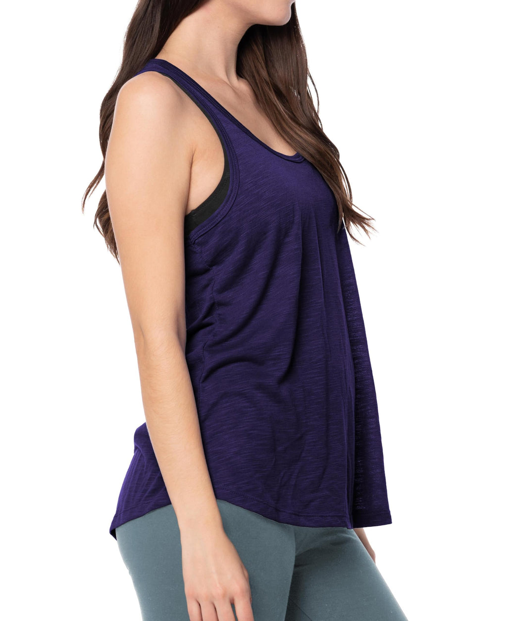 Sexy Basics Women's Everyday Flowy Burnout Slub Racer Back Tanks | Active Workout Tops | Multi Packs & Colors