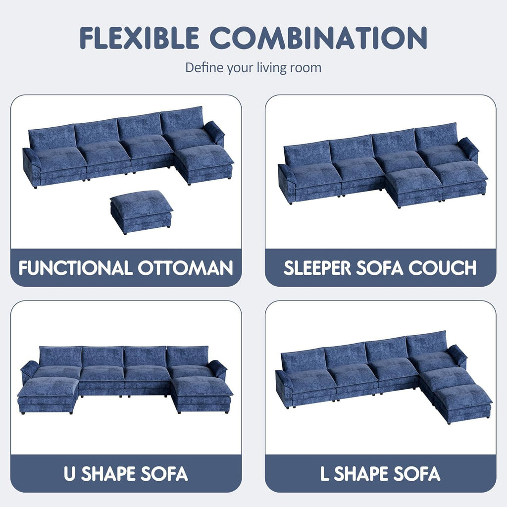 Homall 80" Modular Sectional Sofa, Loveseat Sofa Couch with Double-Layer Cushion, DIY Combination Chenille Deep 2-Seat Cloud Couch for Living Room, Apartment (Bright Grey, Loveseat Sofa)