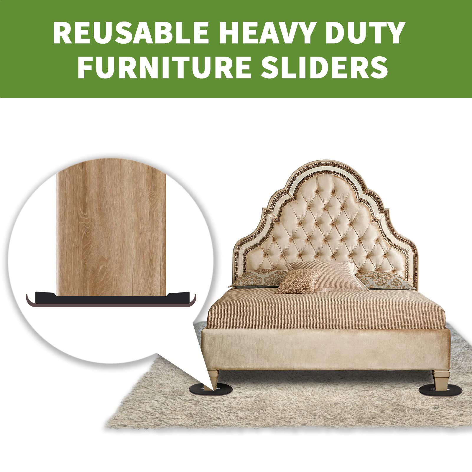 Furniture Sliders for Carpet 4 PCS - 9 1/2 inch Furniture Moving Slider Chair Legs Floors Protectors– Move Your Furniture Easy & Safely (for Carpet)