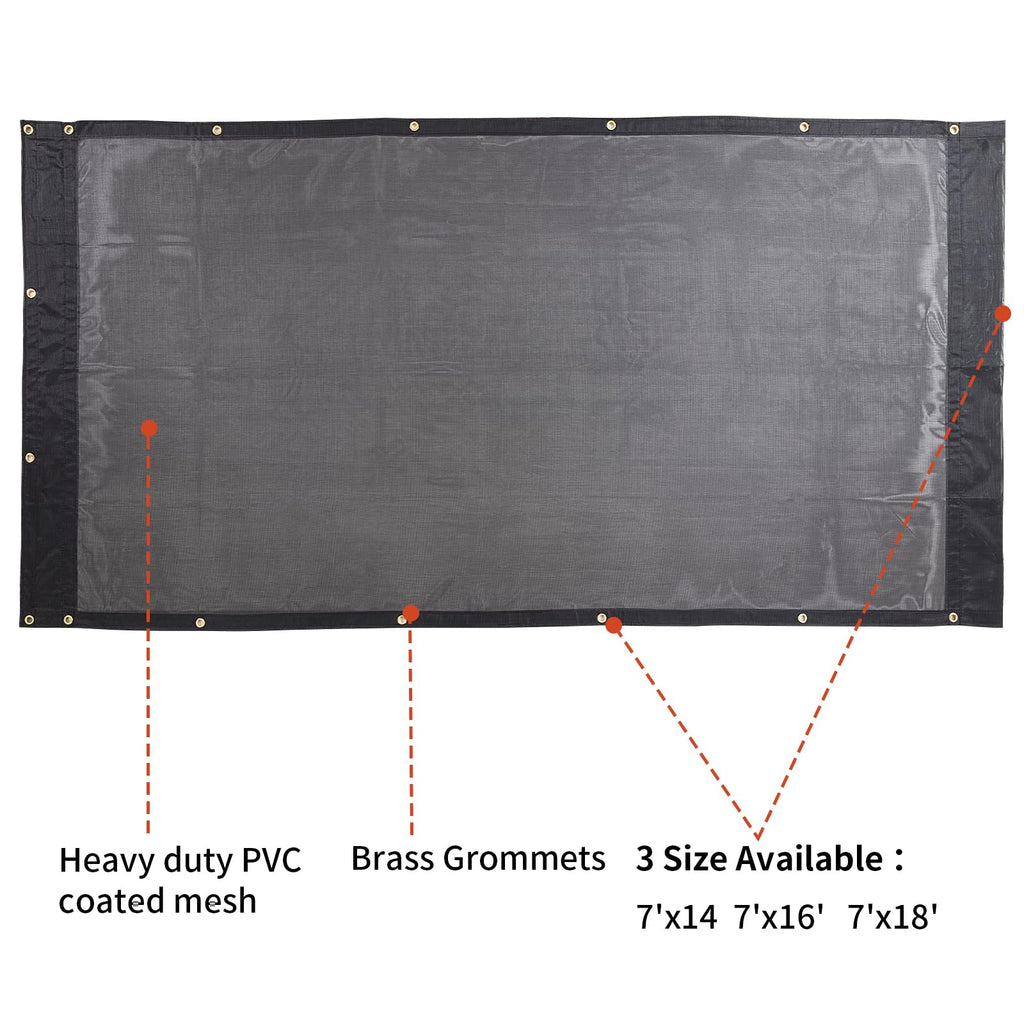 HOMBYS Black 7x14 ft Dump Trailer Truck Mesh Tarp with Grommets,Heavy Duty Mesh Tarp, Opening Shade Trailer Tarp for Truck Bed Cover